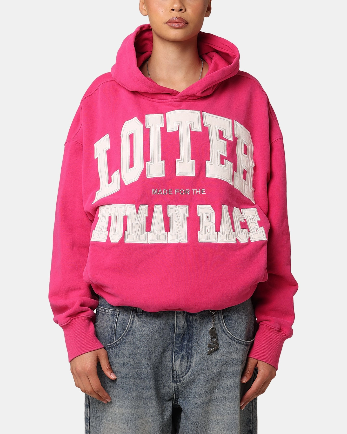 Slide QuickDry Moisture Wicking Loiter College Dropout Hoodie Pink
