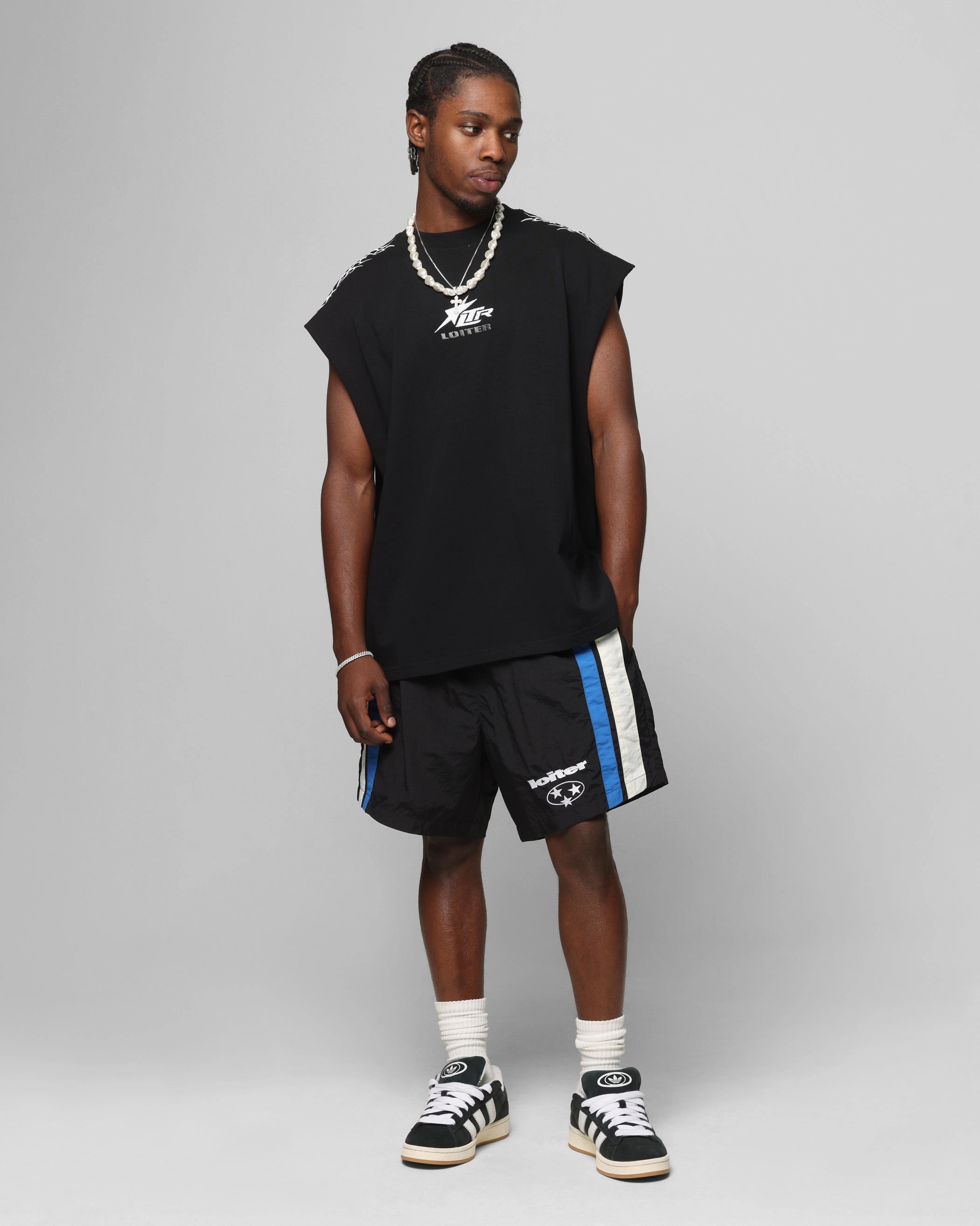 Non Shrink Material Loiter Cyber Muscle T-Shirt Black