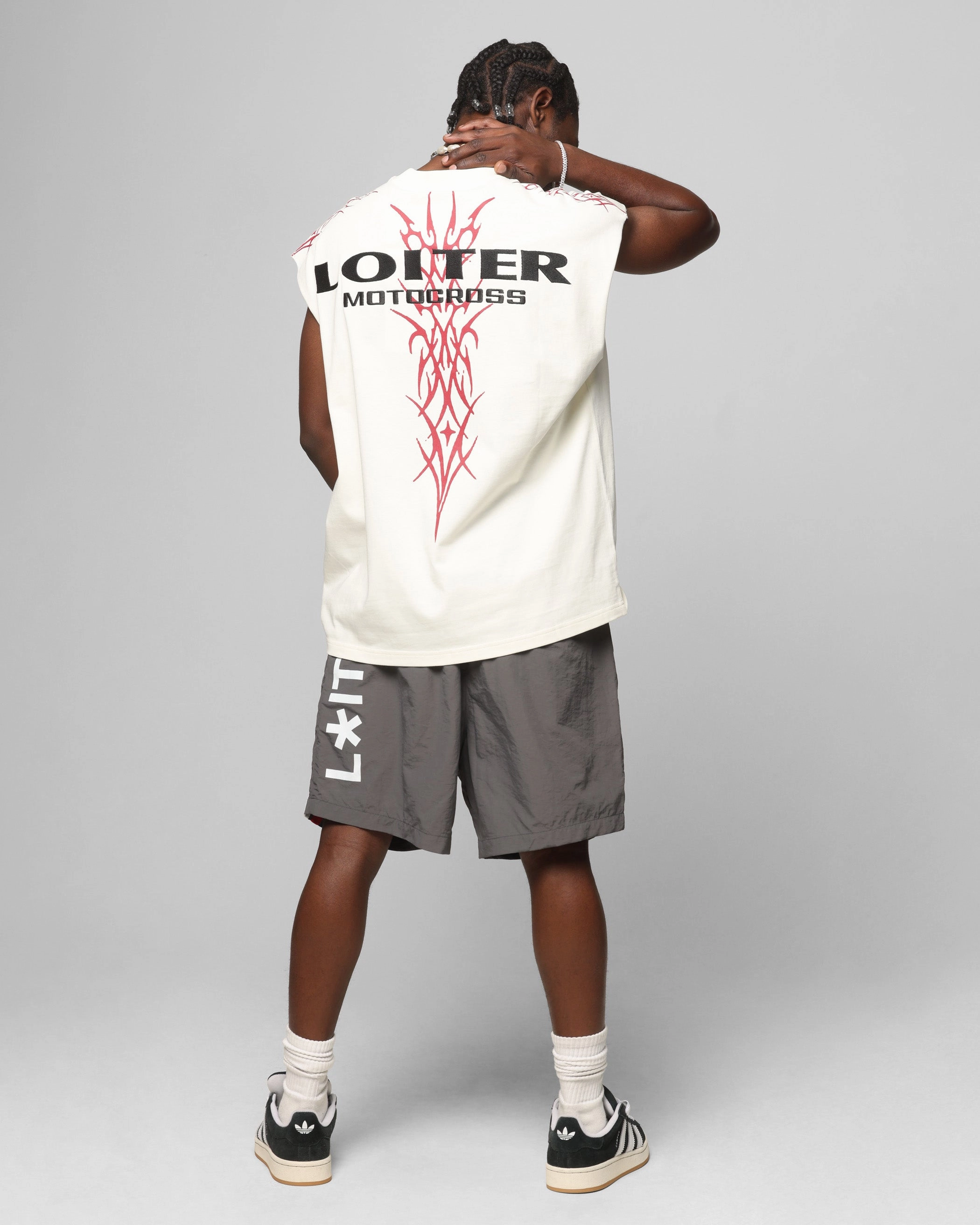 Loiter Cyber Muscle T-Shirt Off White Sleeveless High-Quality Fabric