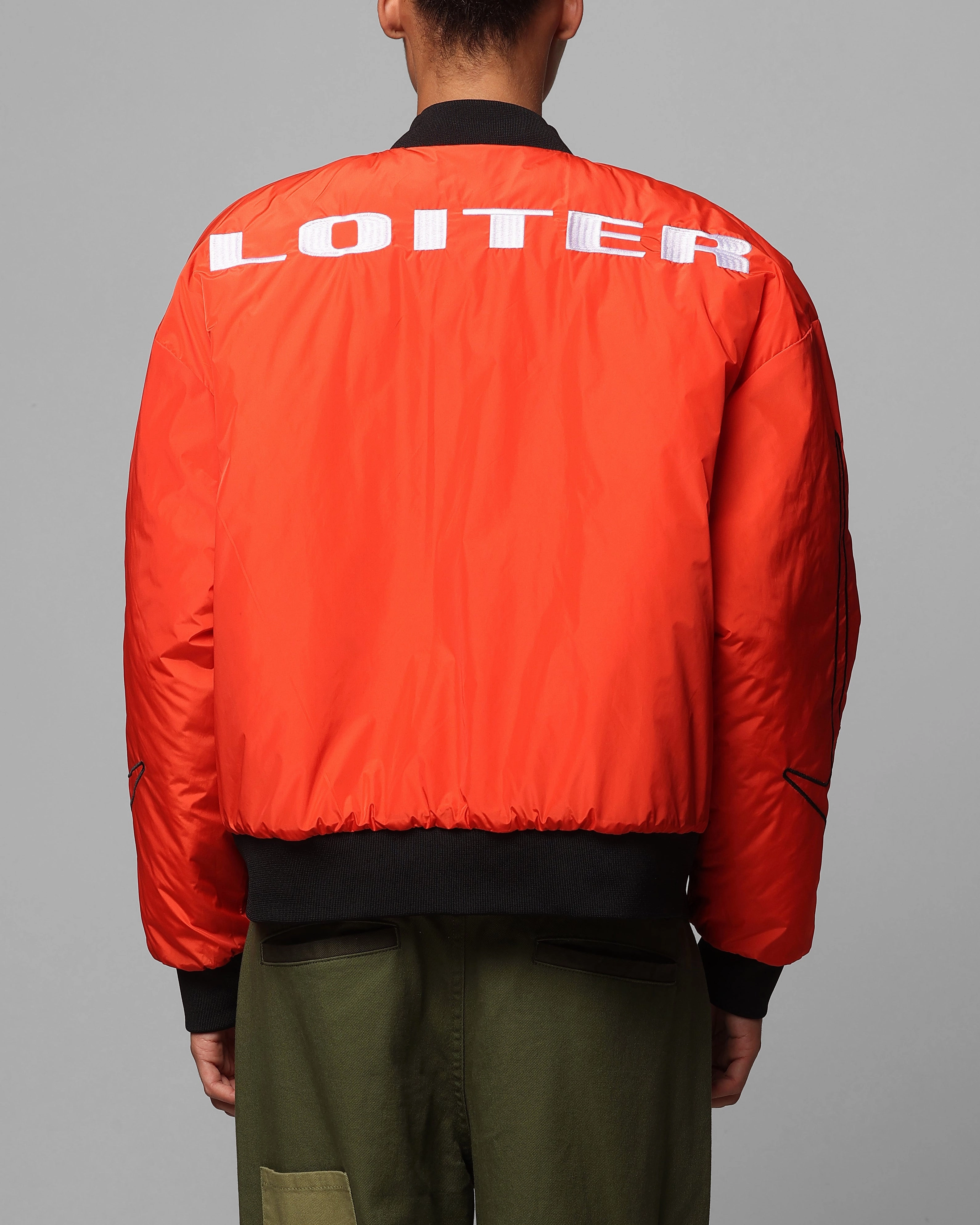 Sporty Utility Loiter Cyber Reversible Bomber Jacket Red/Green