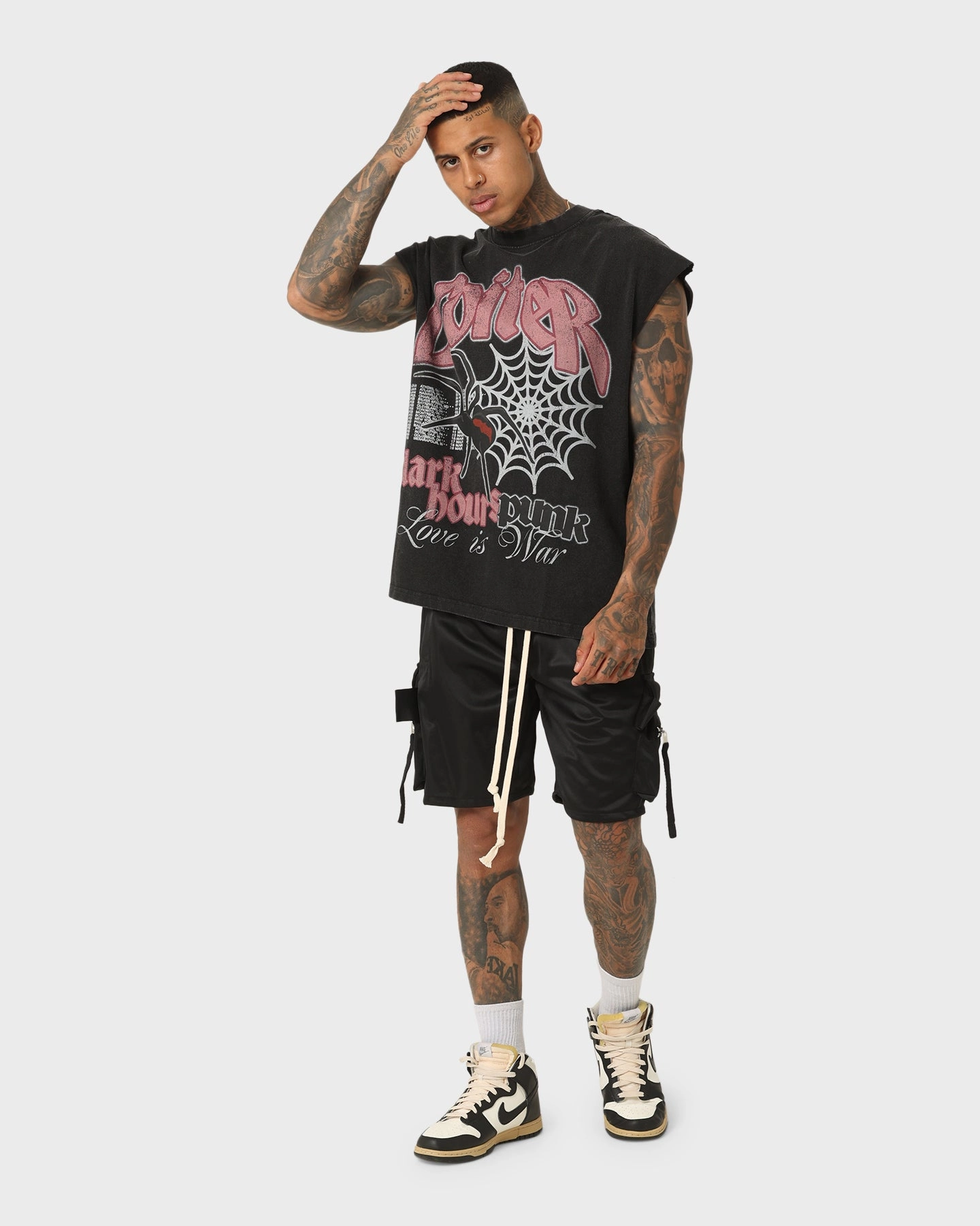 Loiter Dark Hours Oversized Vintage Muscle T-Shirt Vintage Black Eco Friendly Production Round neck simplicity