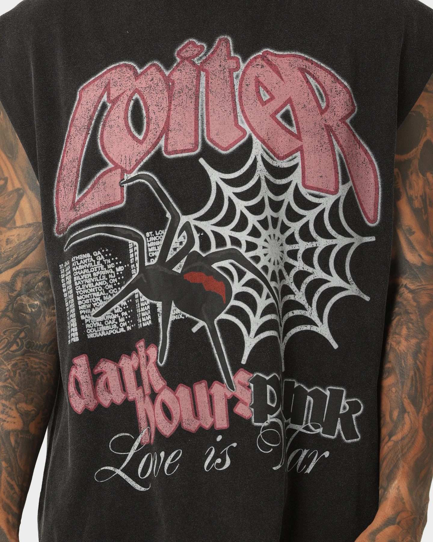 Layered Style Loiter Dark Hours Oversized Vintage Muscle T-Shirt Vintage Black