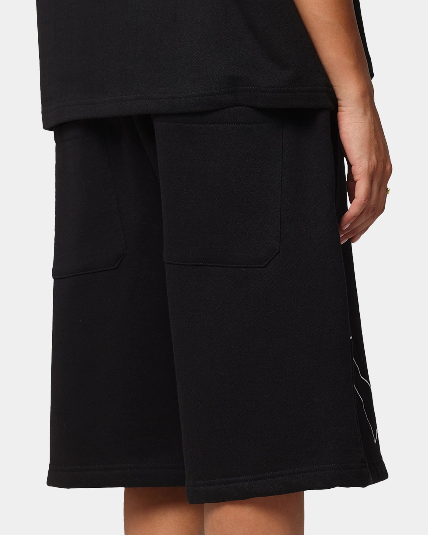 Flexible Pocket Placement semi-formal look Loiter Dark Performance Fleece Shorts Black