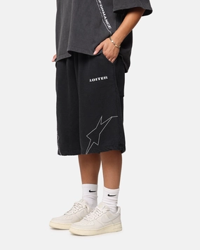 Loiter Dark Performance Fleece Shorts Washed Charcoal colorful anti slip grip