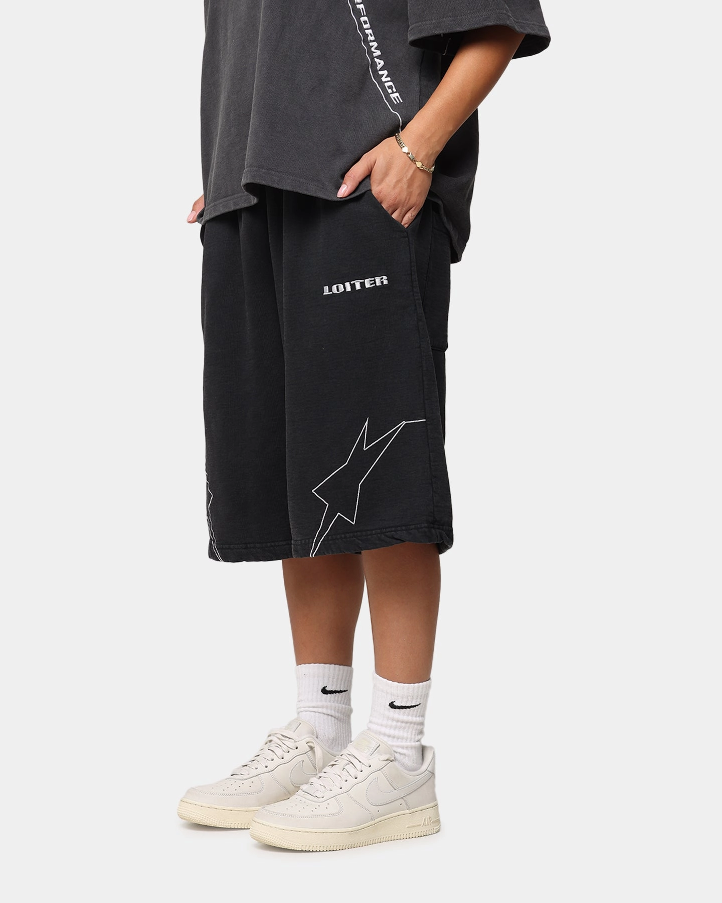 Loiter Dark Performance Fleece Shorts Washed Charcoal colorful anti slip grip