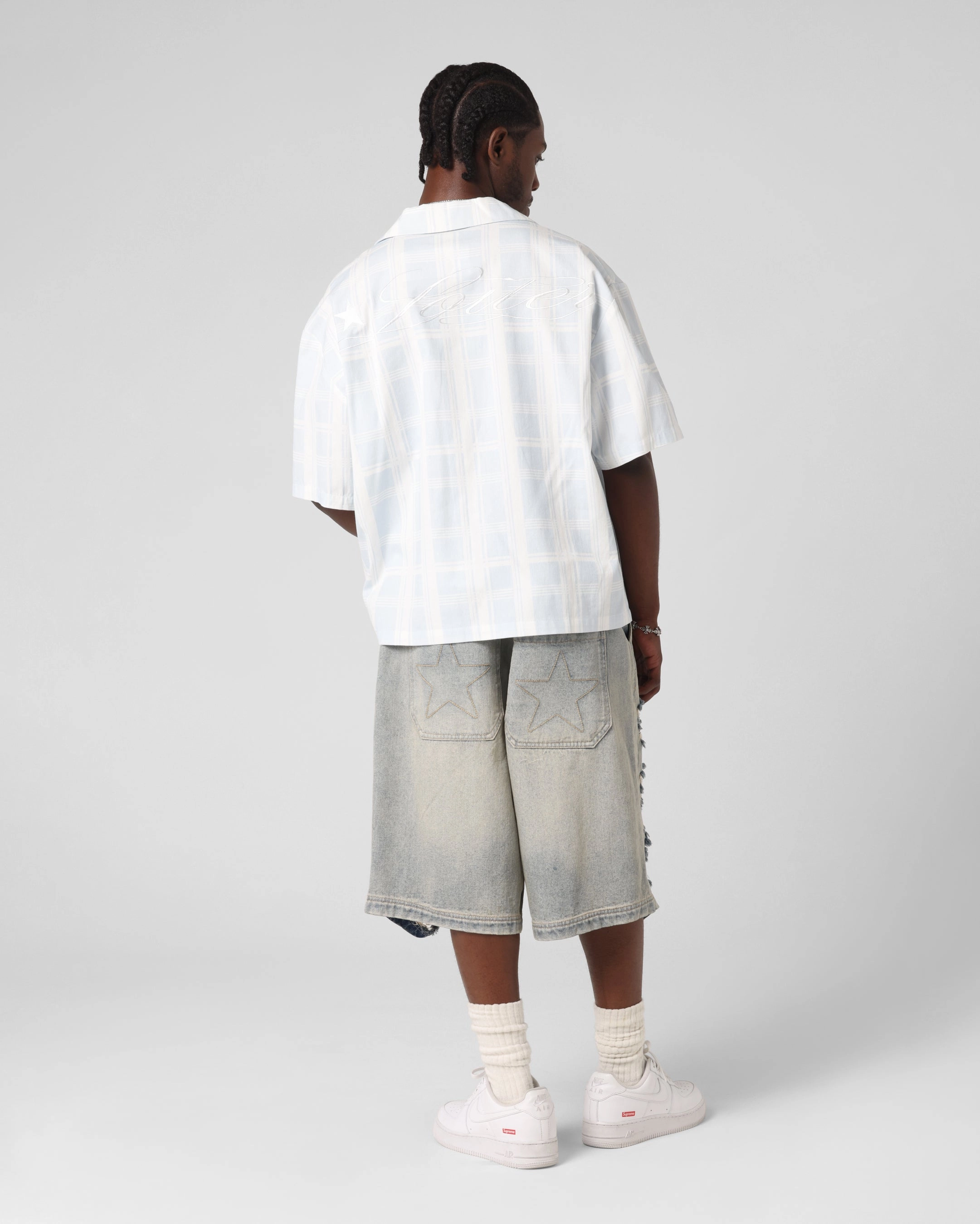 Loiter Daytona Button Up Shirt Blue Check Contemporary Fashion Weekend Style