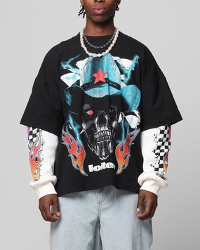 Perfect Layering Loiter Daytona Layered Long Sleeve T-Shirt Black/White