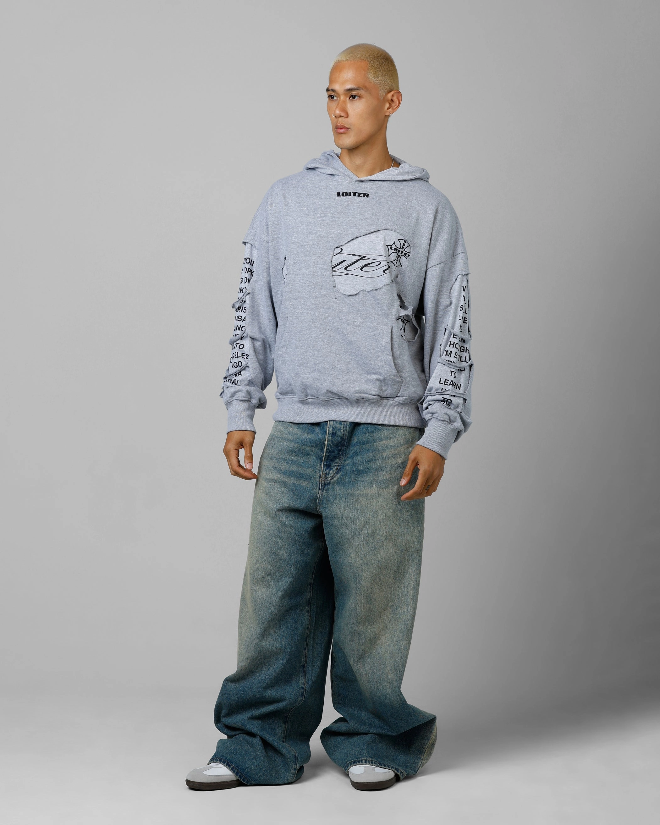 Beach suitable for birthdays Loiter Destruction Hoodie Grey