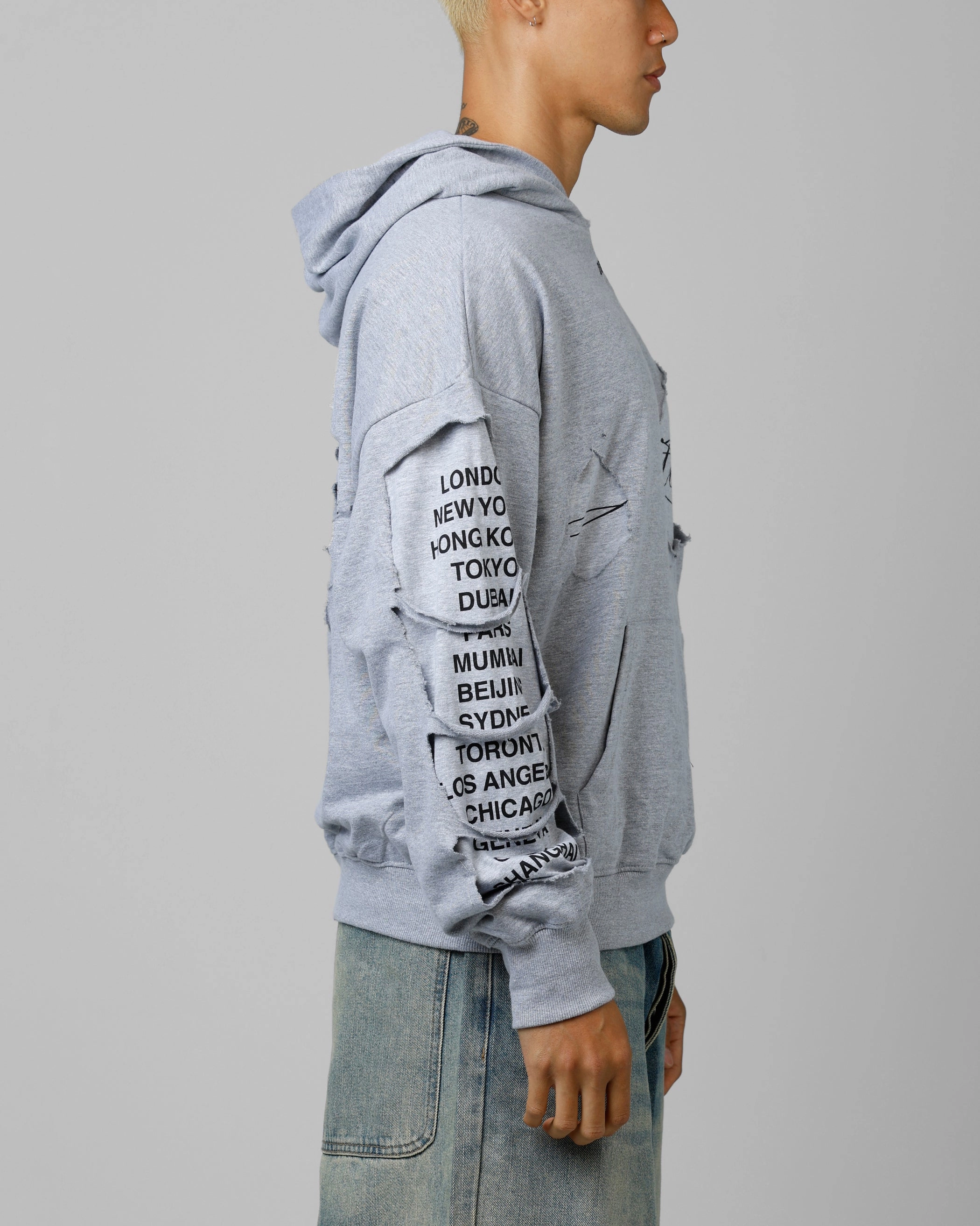 Loiter Destruction Hoodie Grey Flexible Quilted Panels