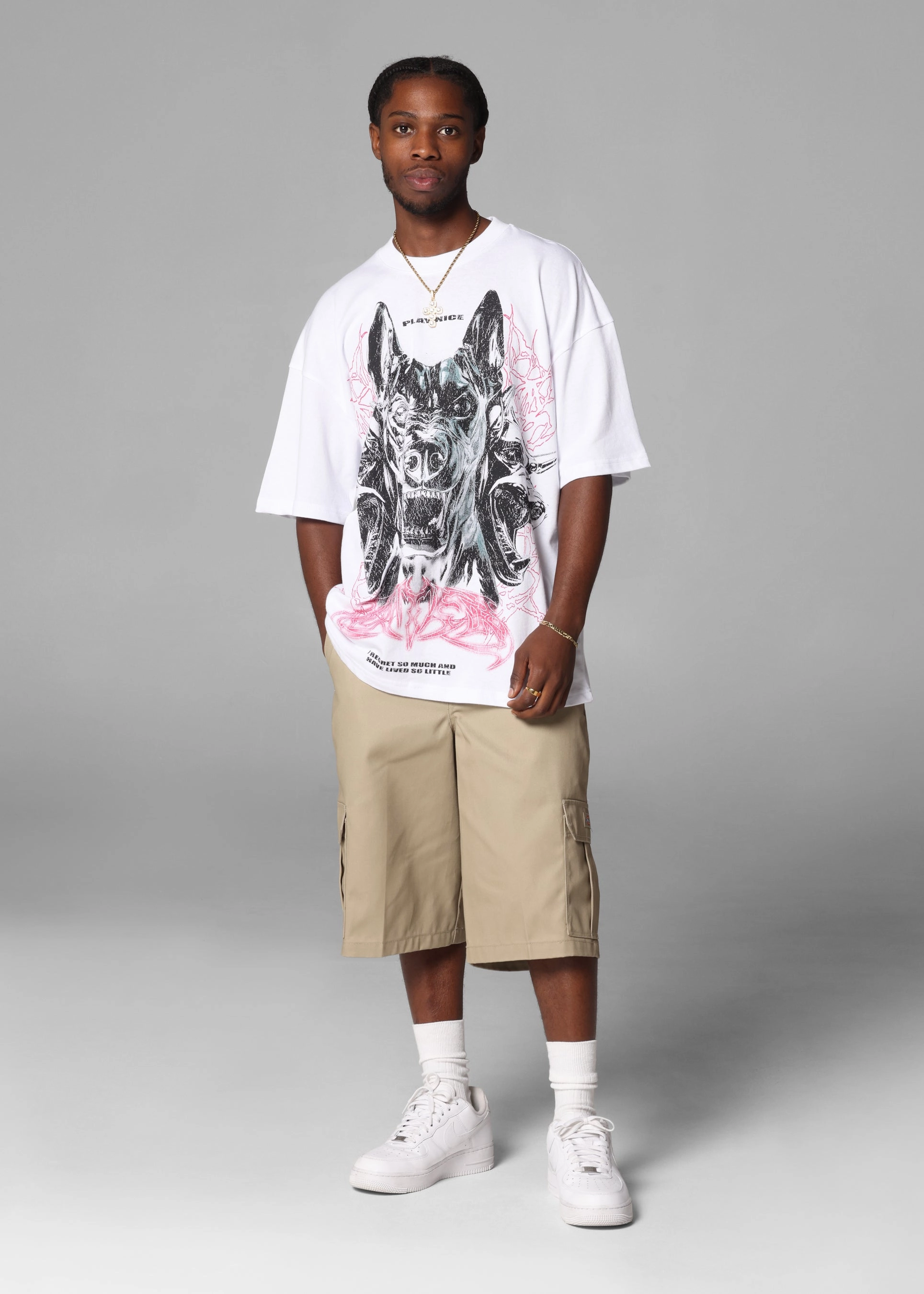 Trendy Style Loiter Dog Pound Vintage T-Shirt White