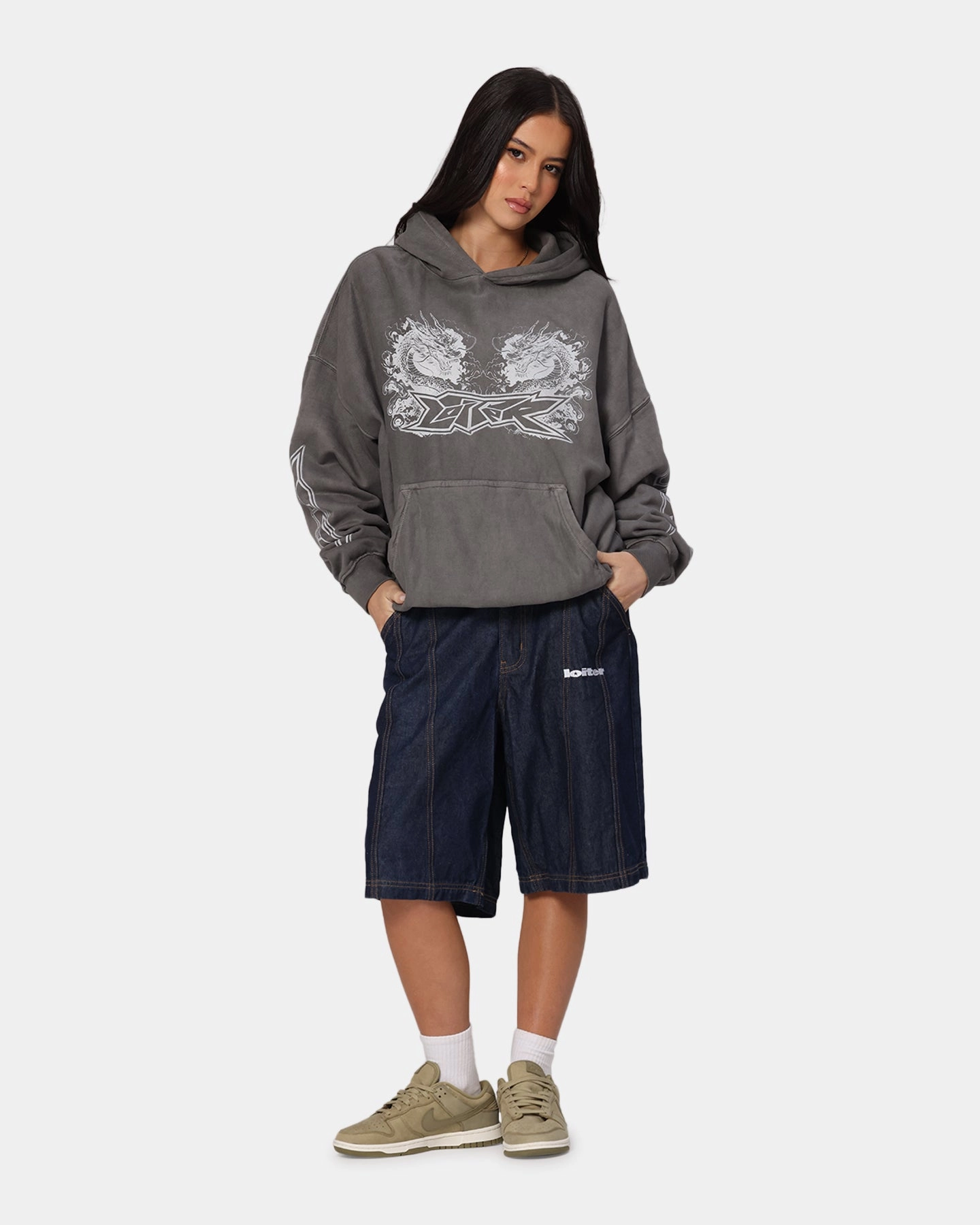 Wombat like Loiter Draco Born Hoodie Washed Charcoal