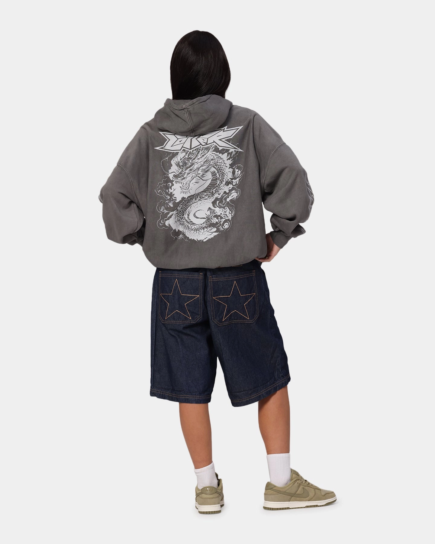 Luxury Feel Lightweight Material Loiter Draco Born Hoodie Washed Charcoal