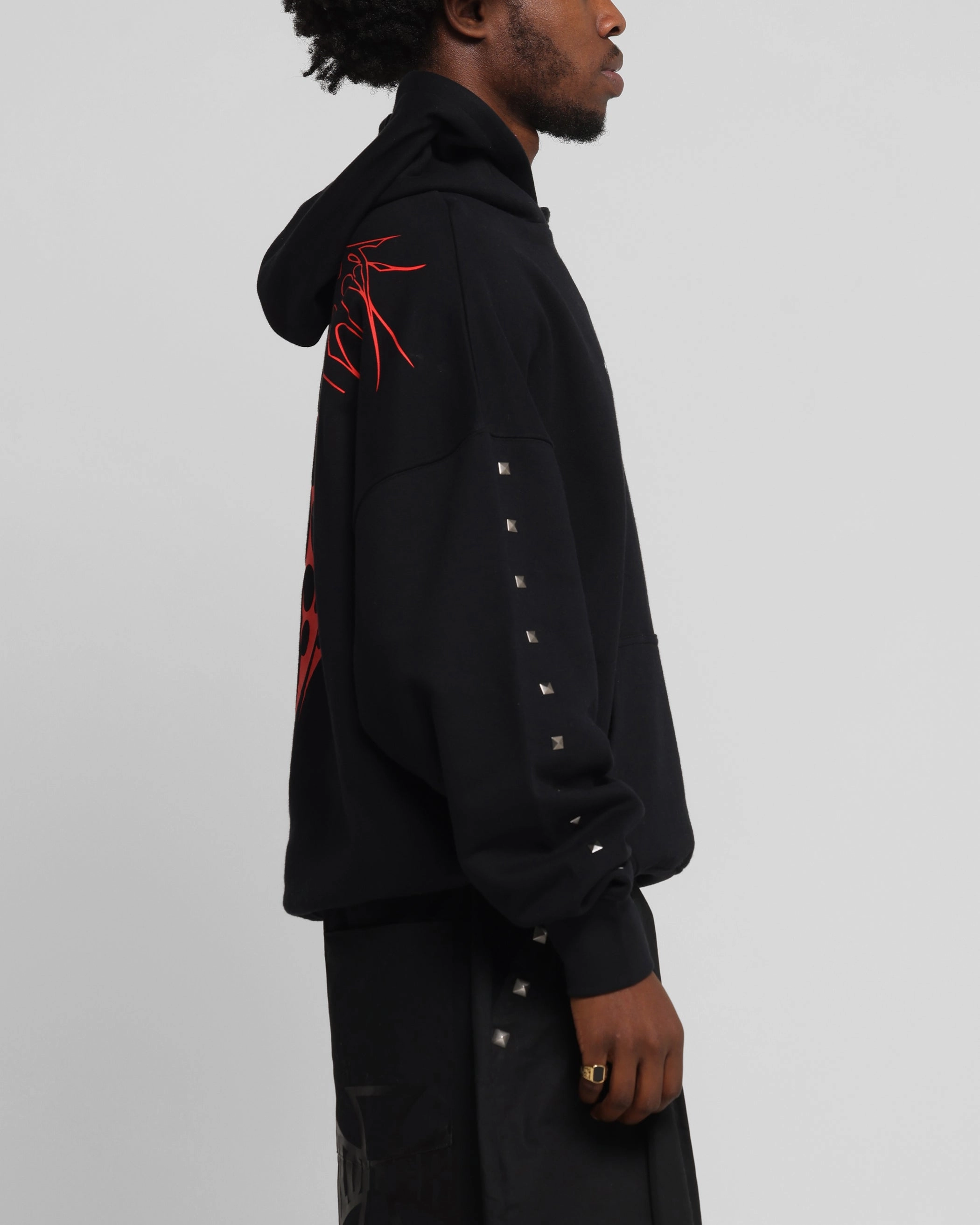 earthy tone Drawcord Hem Loiter Draco Hoodie Black