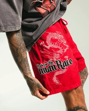 Loiter Drago Walk Shorts Red Cotton Blend thermal fabric