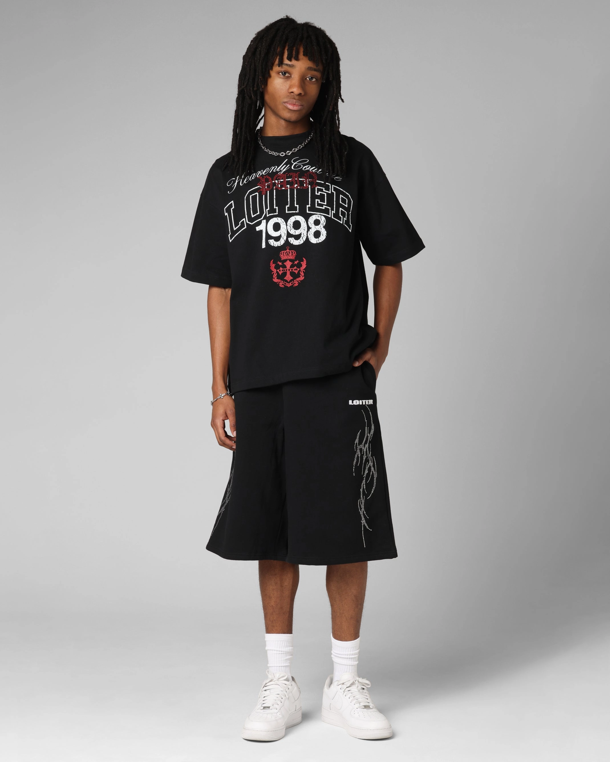 Loiter Drop Out Vintage T-Shirt Black Relaxed Torso Fit Classic Trend Look