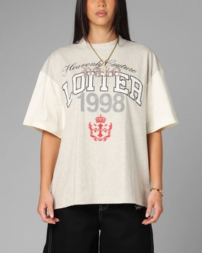 Loiter Drop Out Vintage T-Shirt Grey/White Ribbed Collar Design