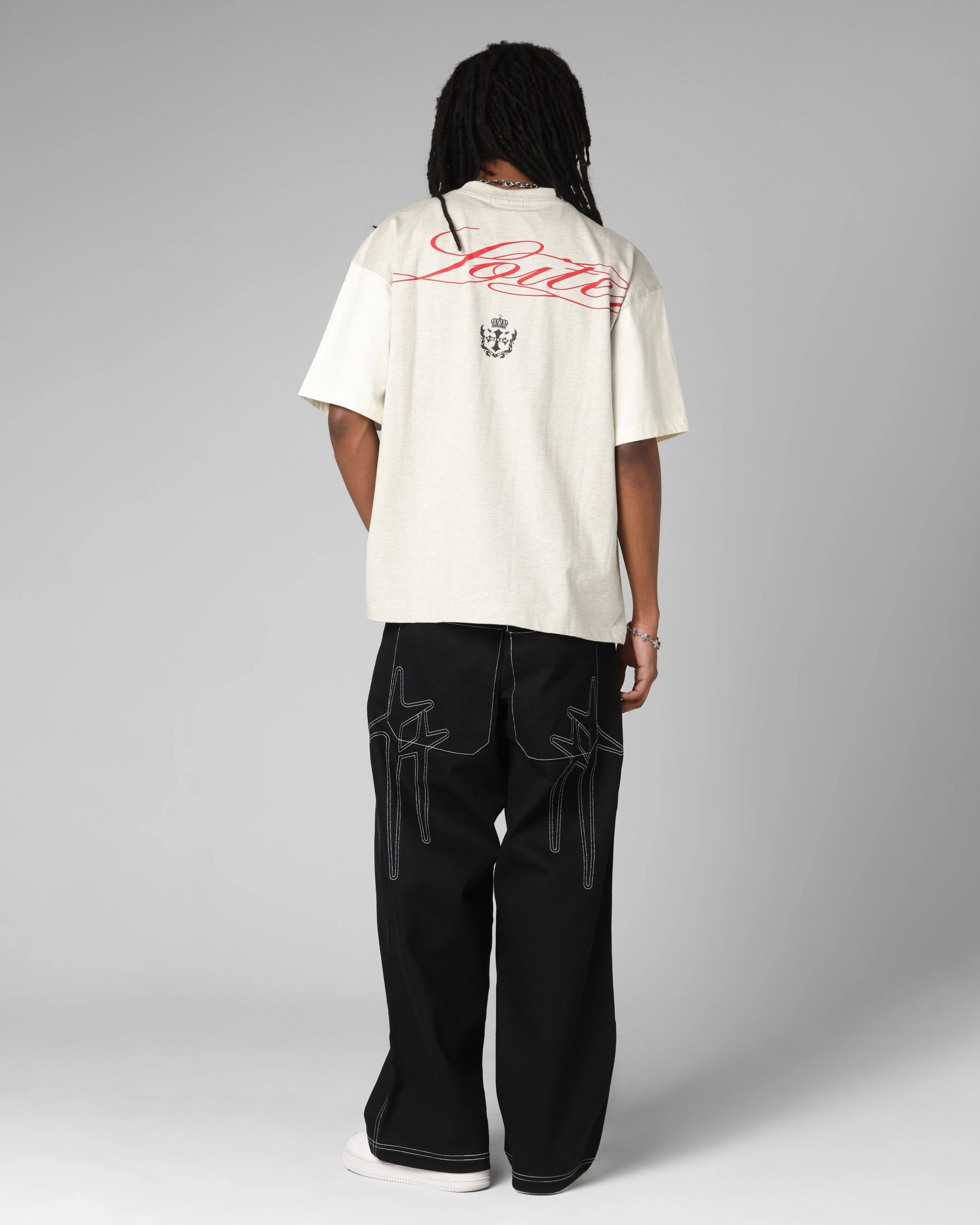 Kids playfulness Soft Touch Texture Loiter Drop Out Vintage T-Shirt Grey/White