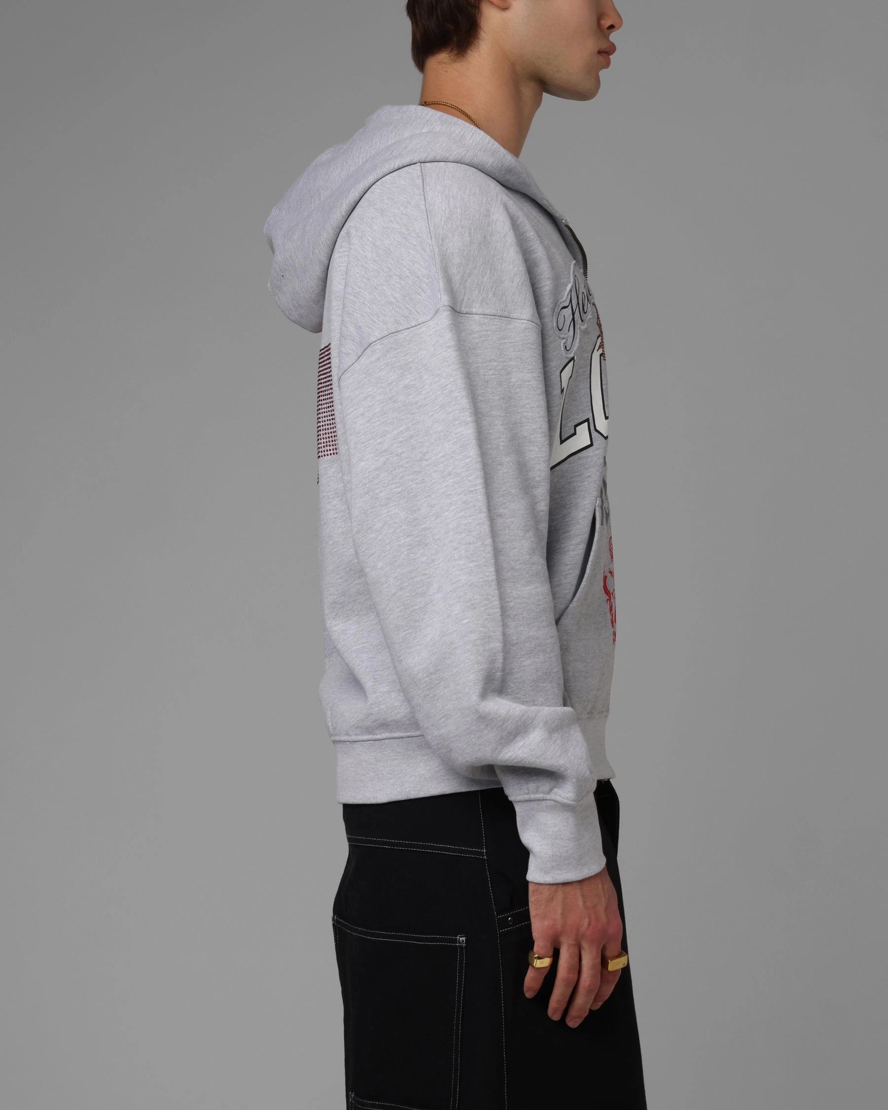 Loiter Drop Out Zip Hoodie Grey Class