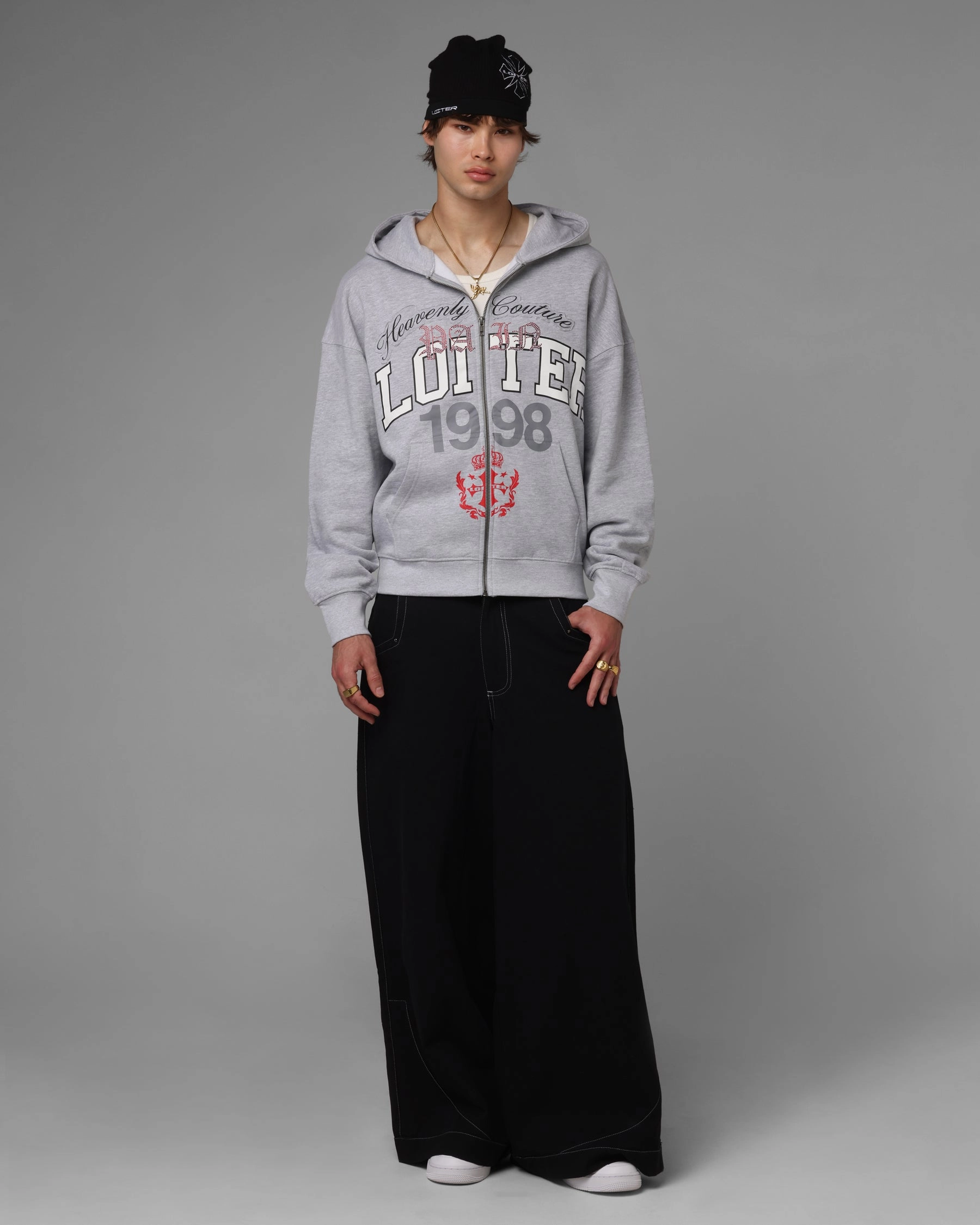 Commodity Loiter Drop Out Zip Hoodie Grey