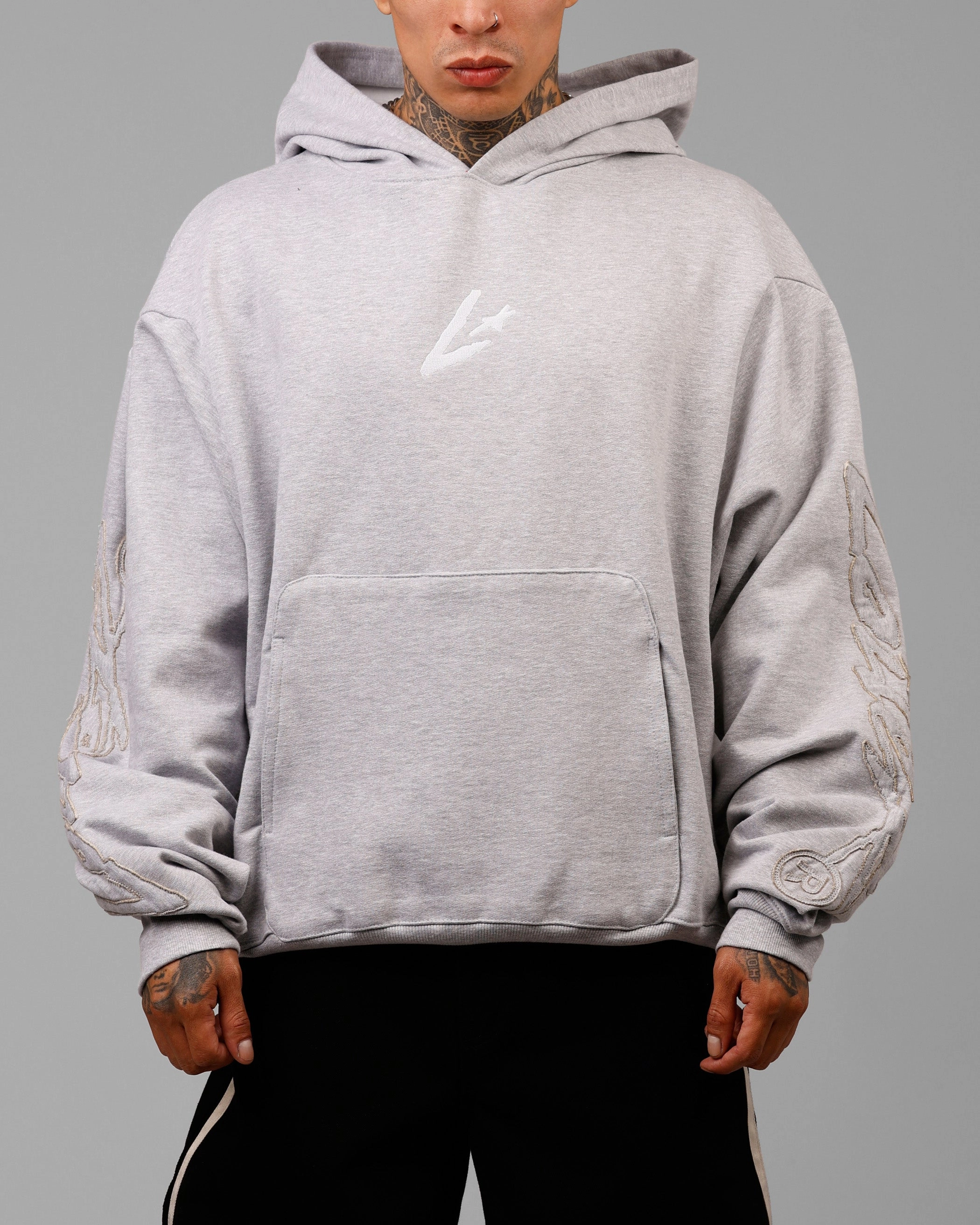Compression Panels full-zip Loiter Dune Hoodie Grey Marle