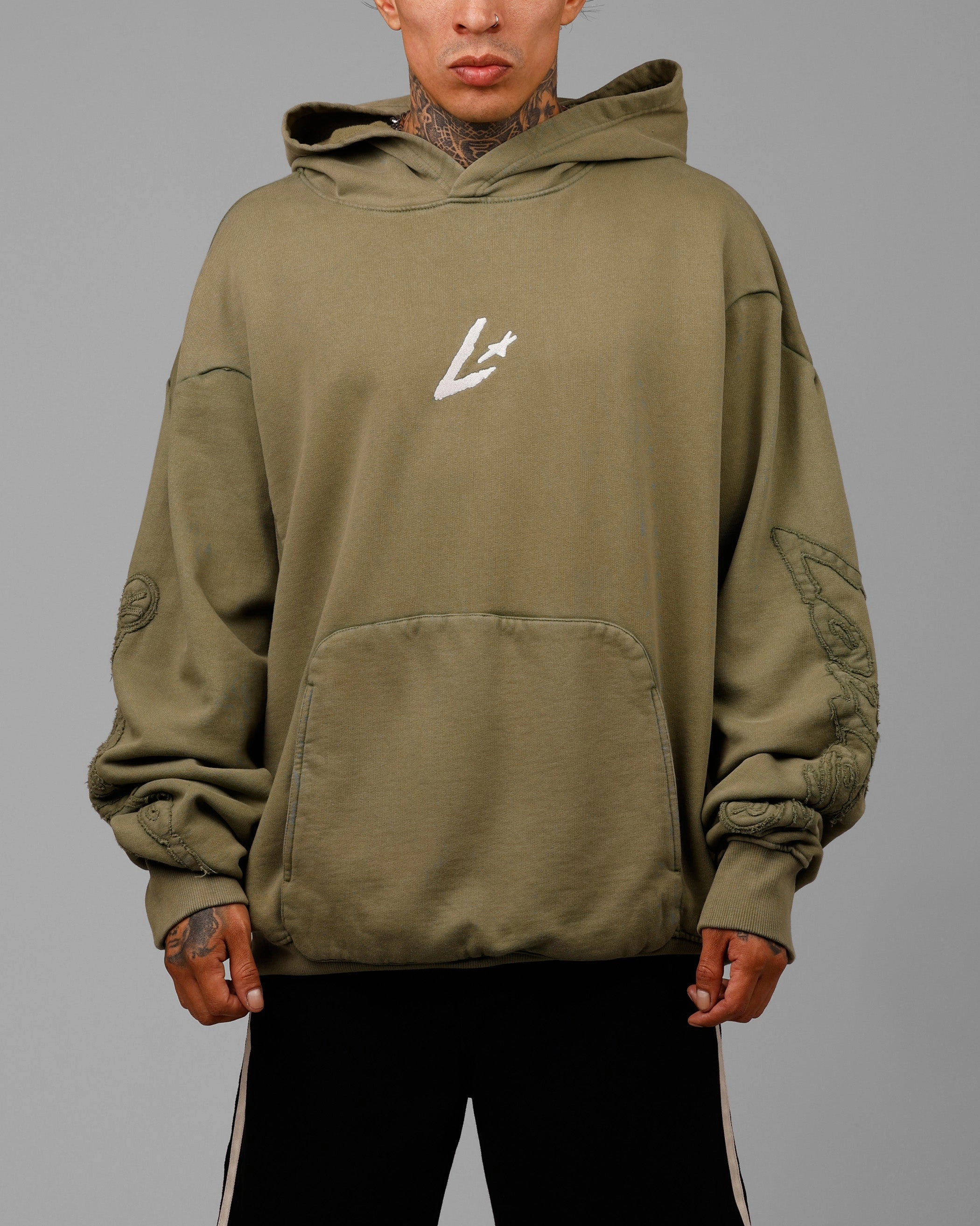 Tie Loiter Dune Hoodie Khaki Green
