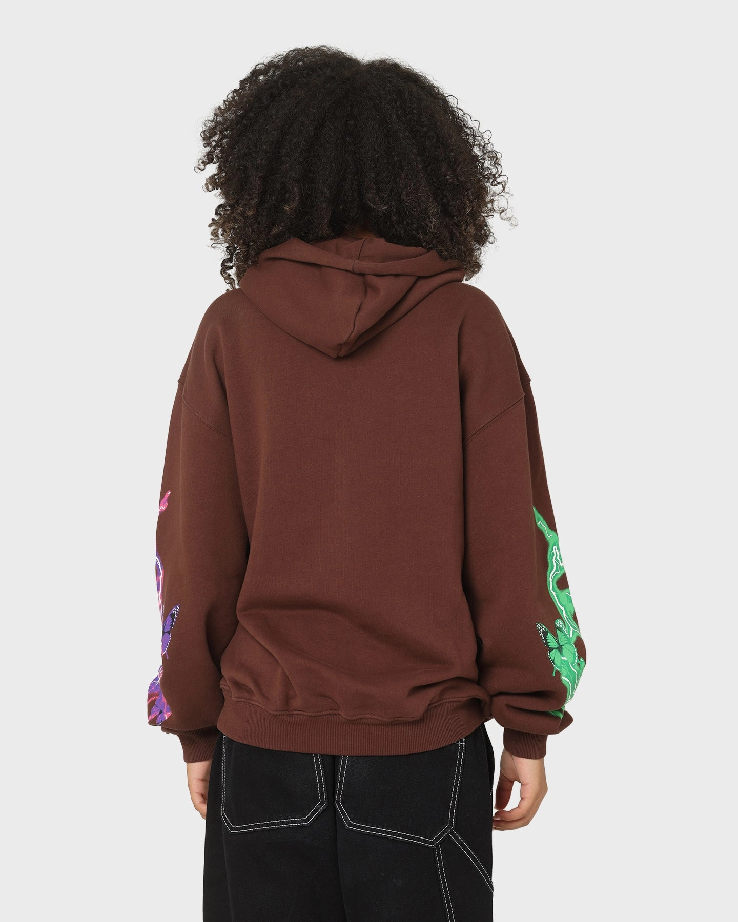 Denim combination Loiter Electro Butterfly Hoodie Brown