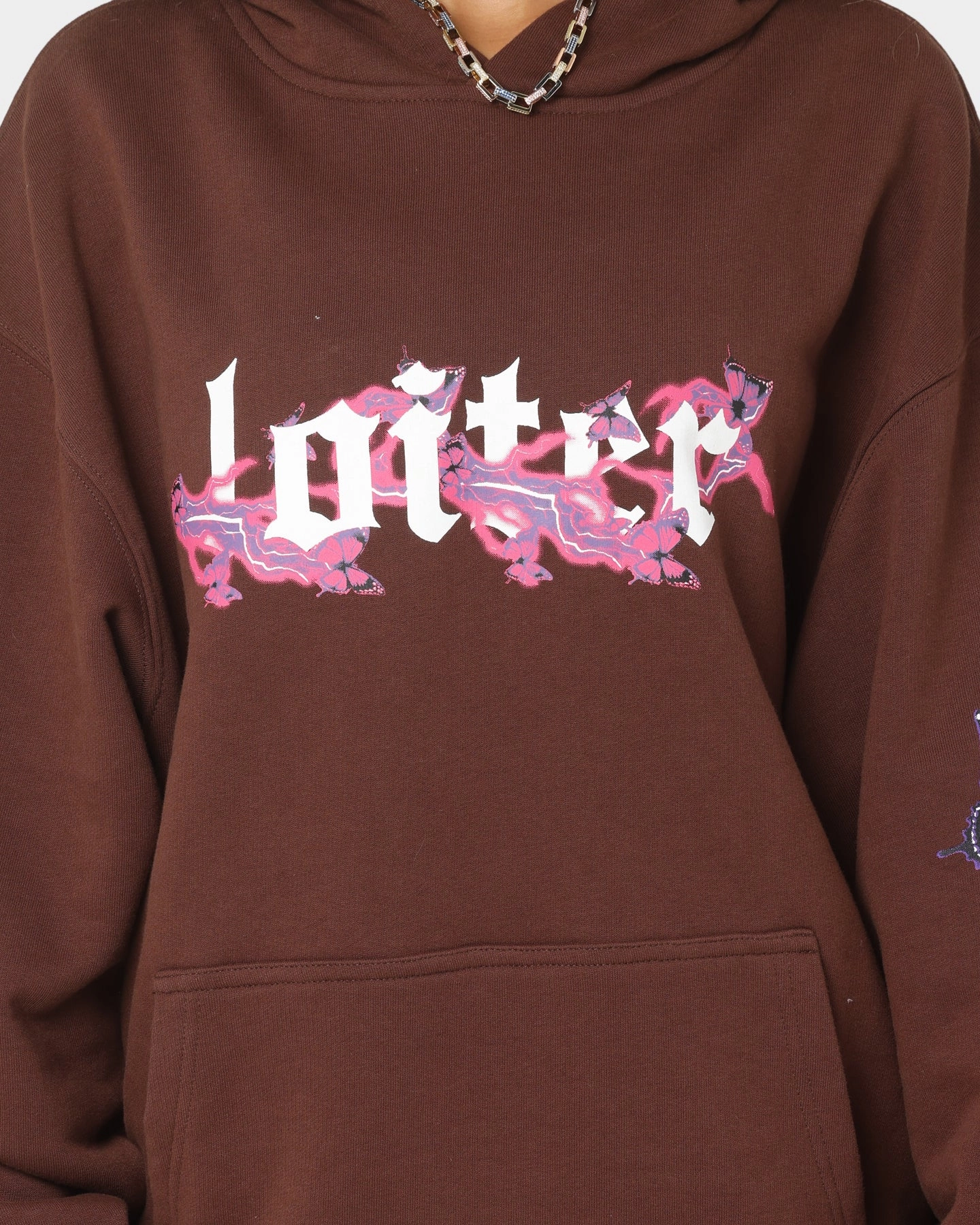 Breathable mesh lining Loiter Electro Butterfly Hoodie Brown