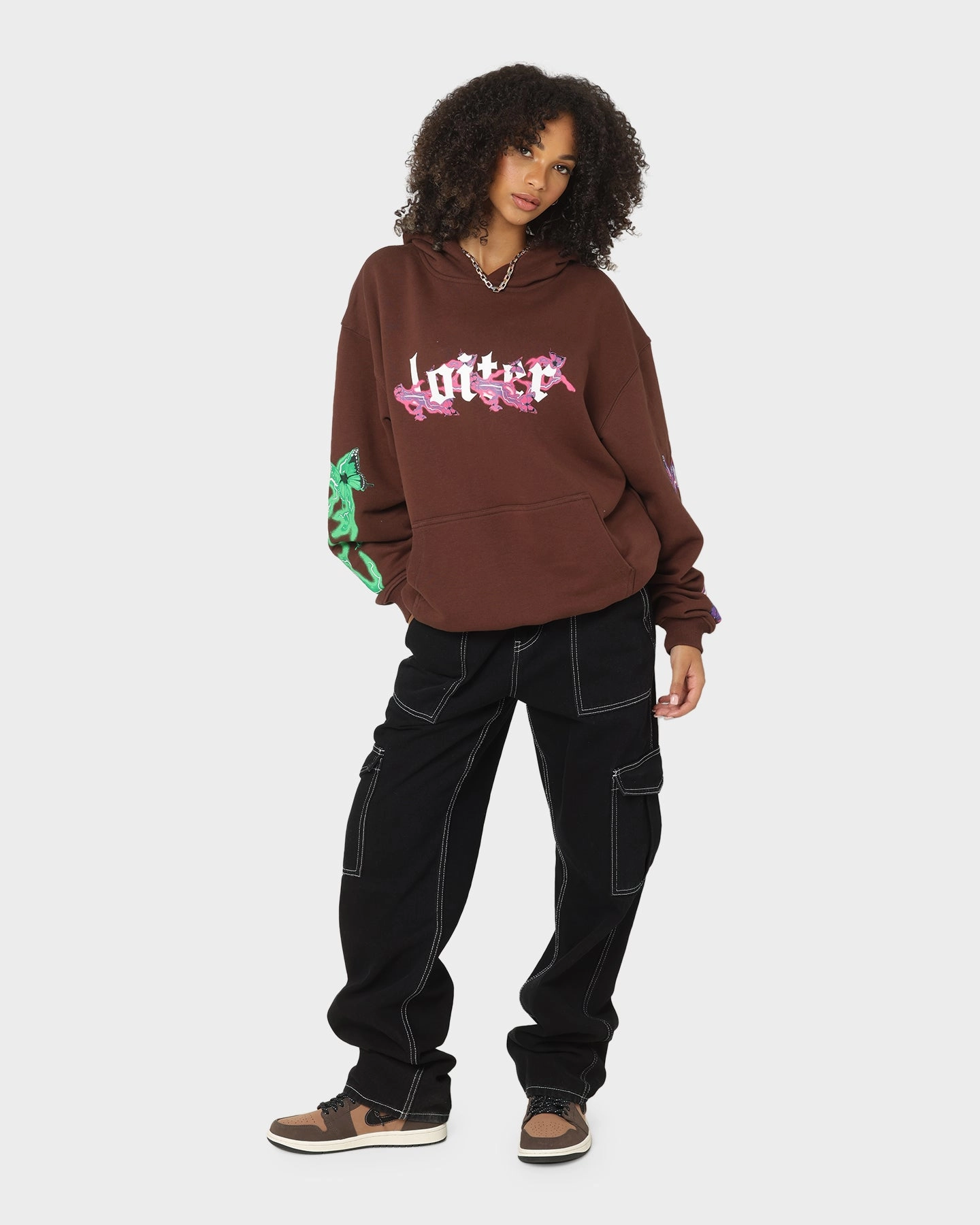 Loiter Electro Butterfly Hoodie Brown SoftTouchFinish