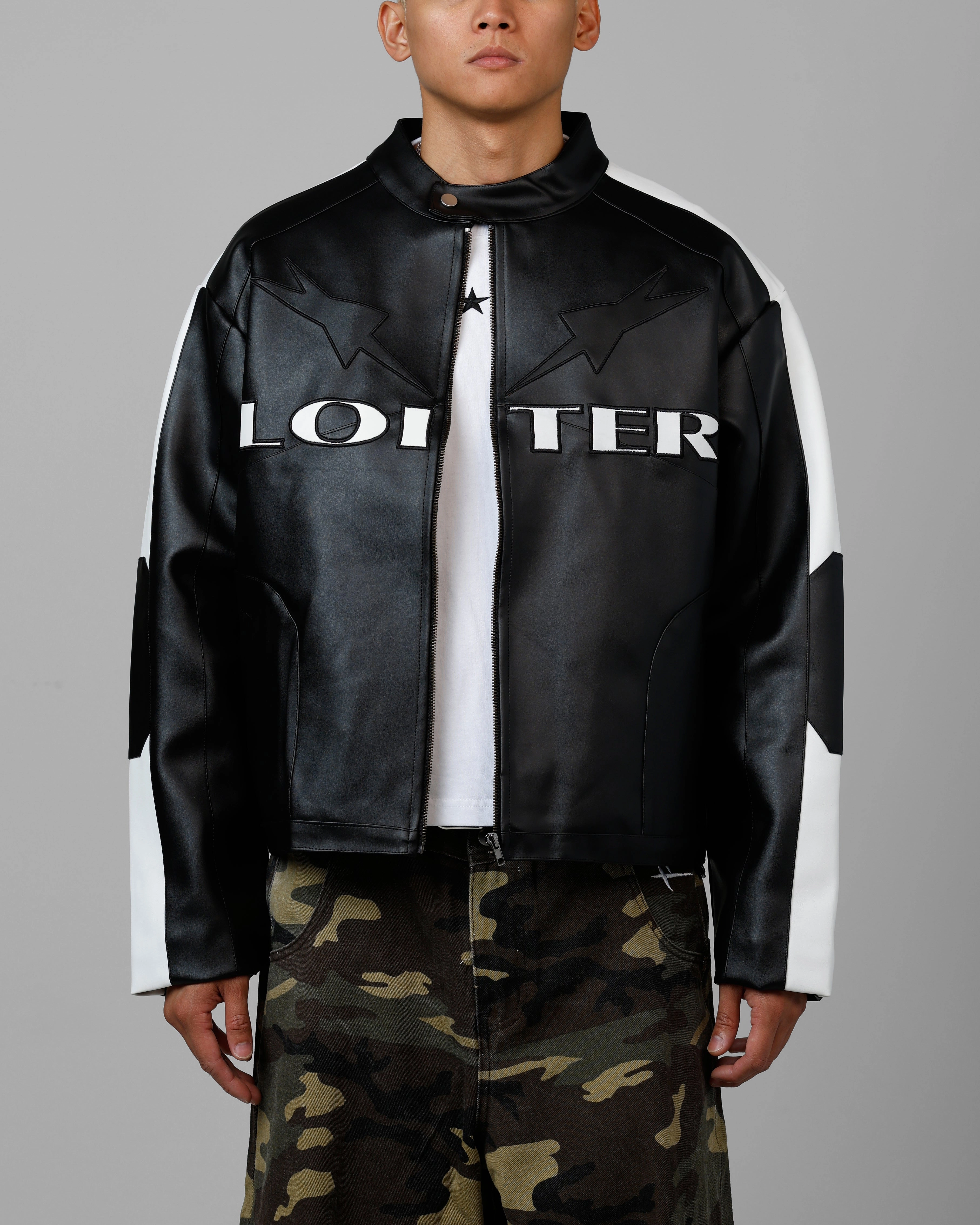 Loiter Engine Vegan Leather Jacket Black nylon