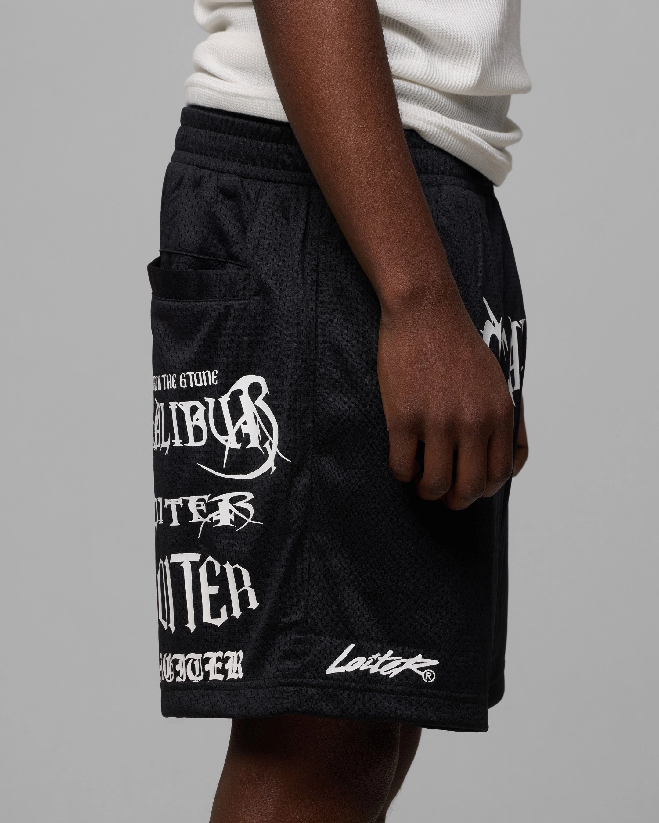 Abrasion Resistant Hem stretchy fabric Loiter Excalibur Mesh Shorts Black