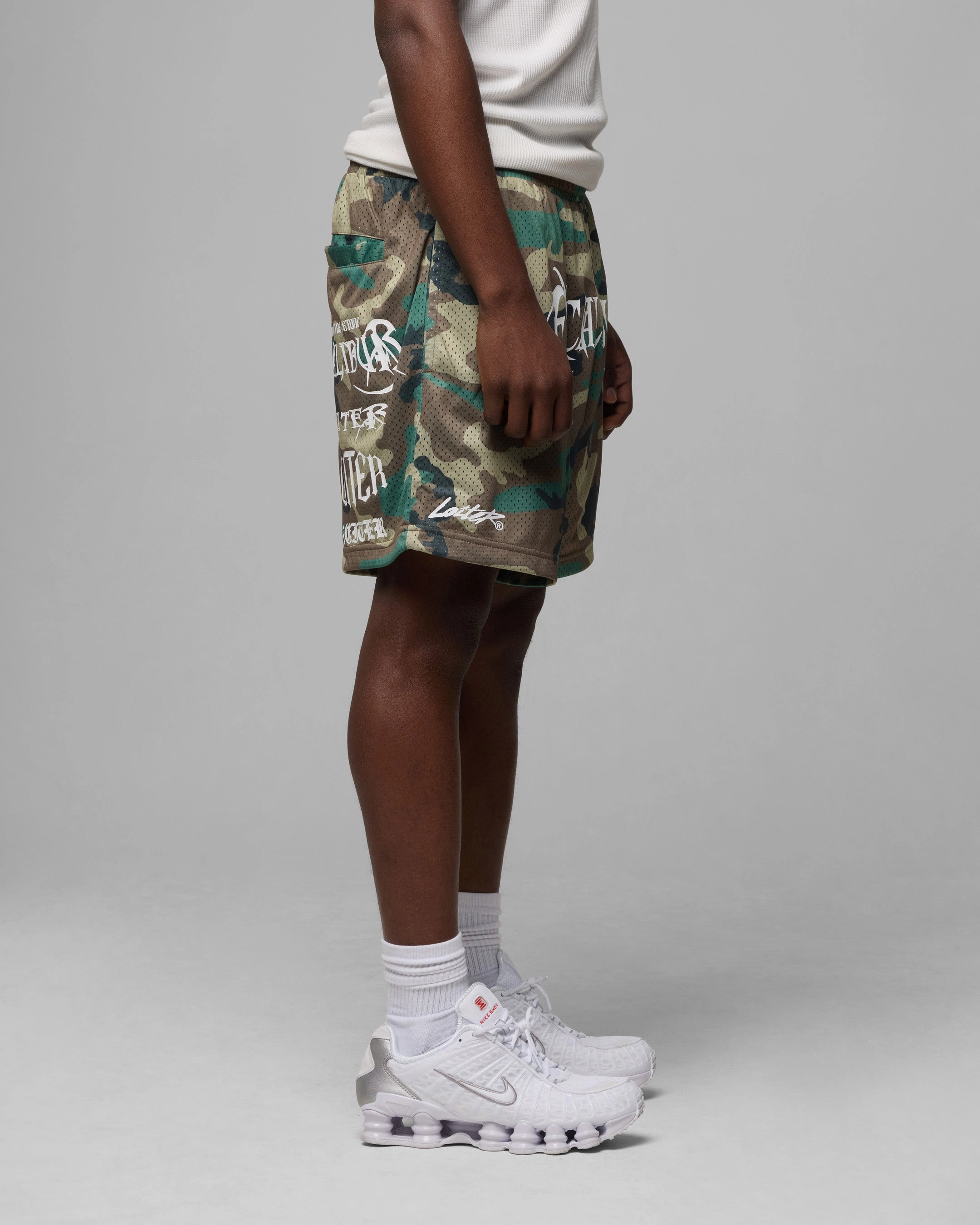 Trendy Look Loiter Excalibur Mesh Shorts Woodland Camo