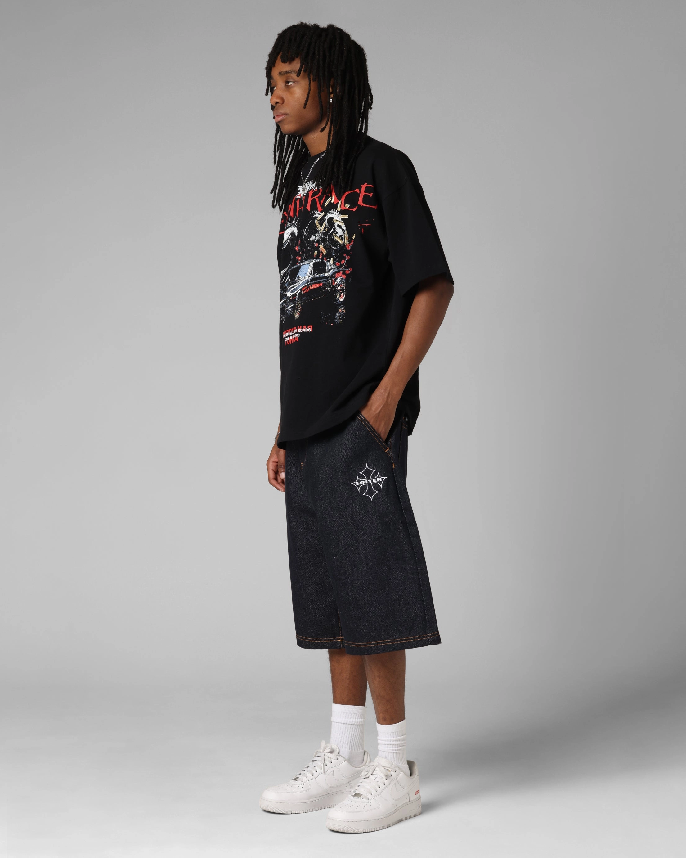 Loiter F-16 Denim Jorts Indigo ReinforcedKnees Built-in shorts