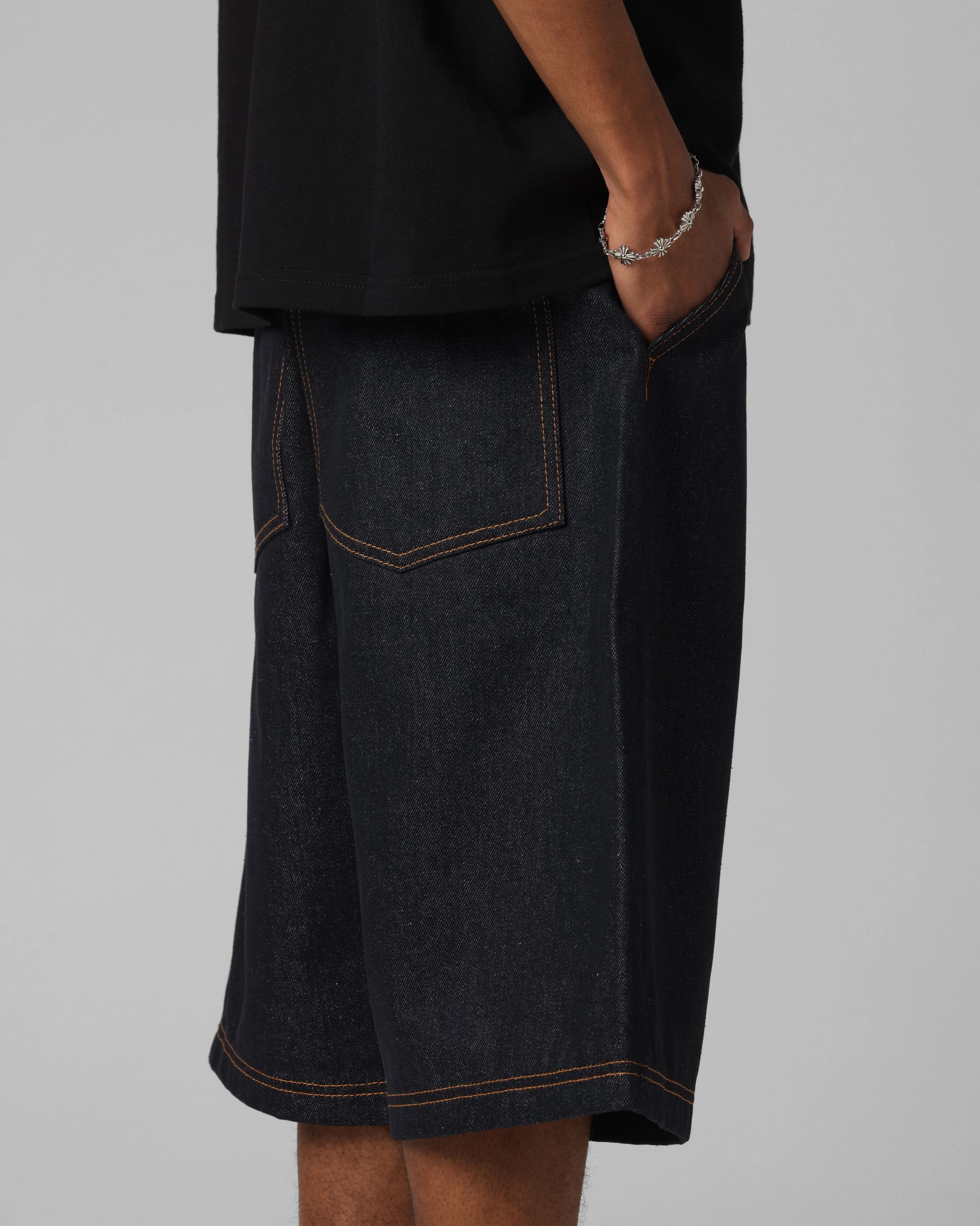 Loiter F-16 Denim Jorts Indigo Non Binding Cuffs