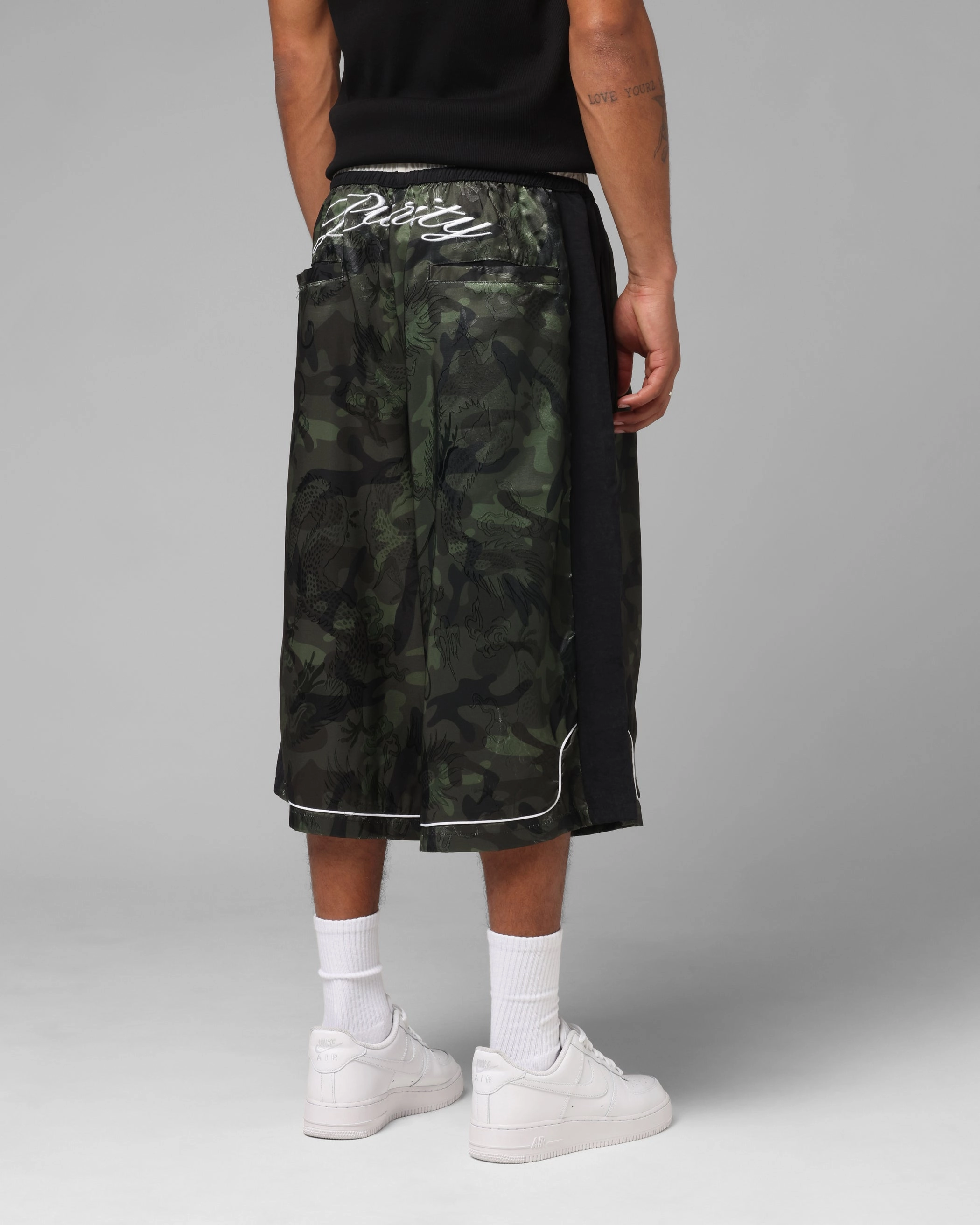 Reinforced Gusset Business casual Loiter Fight Club 3 Quarter Shorts Woodland Camo