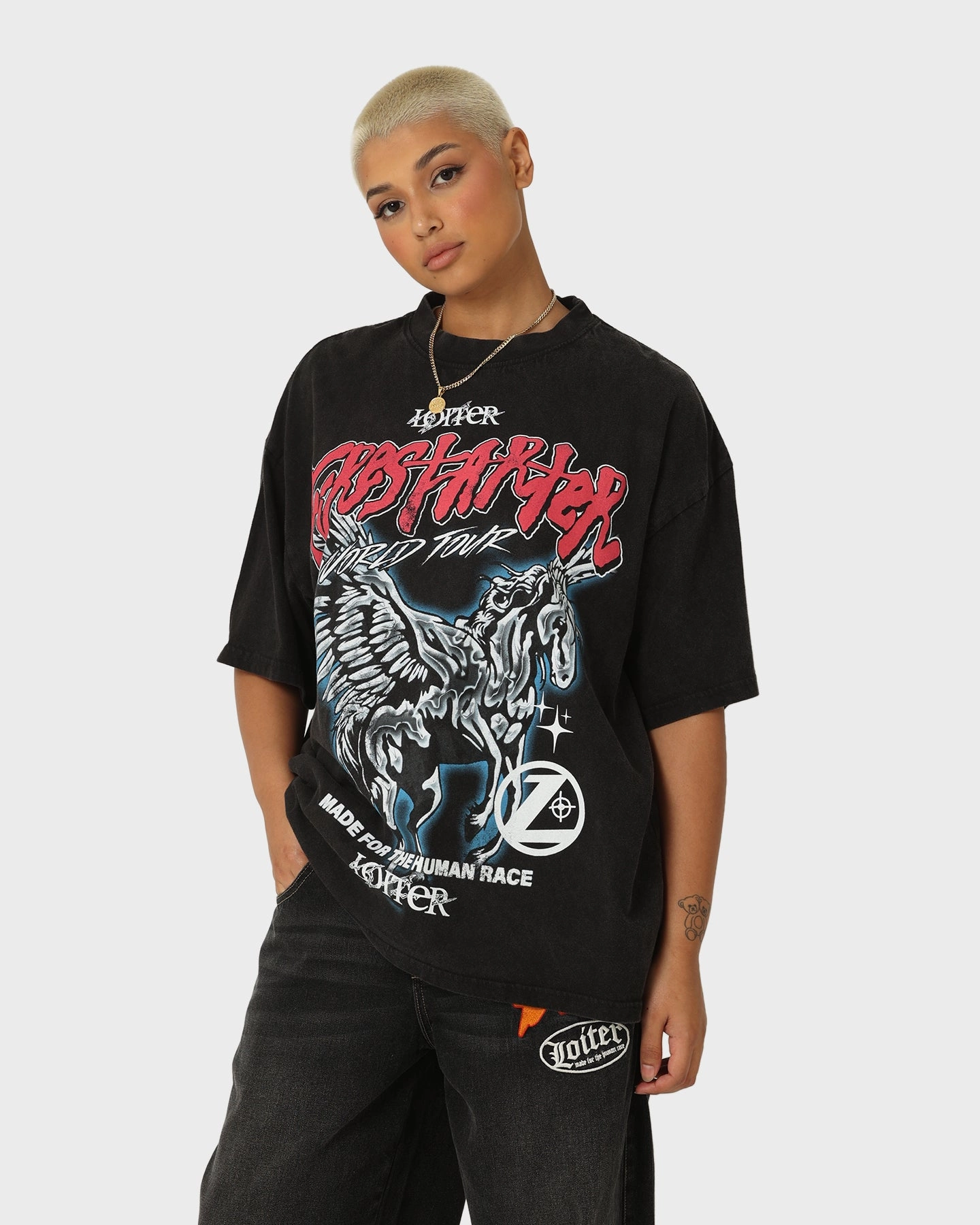 Loiter Firestarter Tour Vintage T-Shirt Vintage Black Low Profile Collar