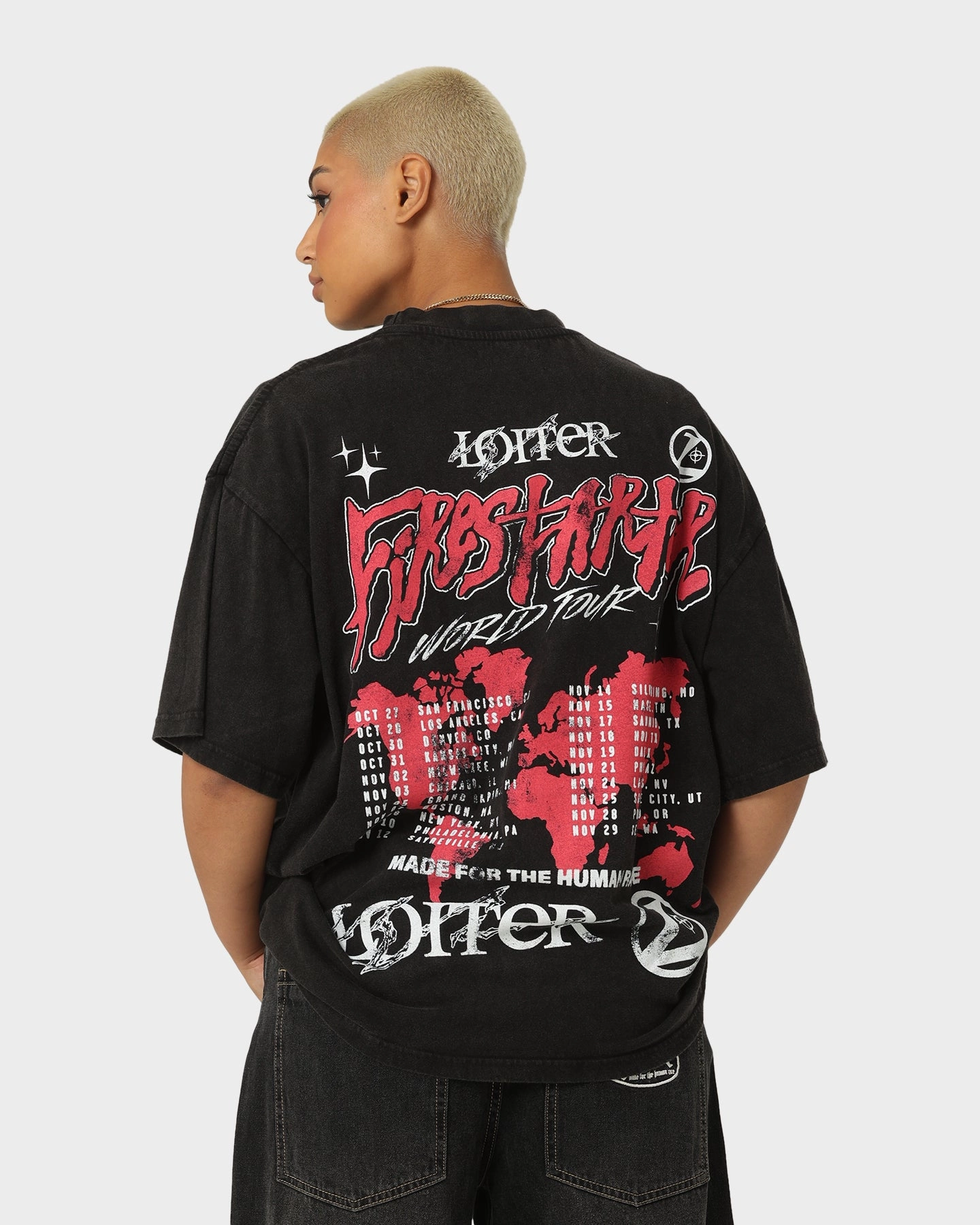 Easy Wear Loiter Firestarter Tour Vintage T-Shirt Vintage Black