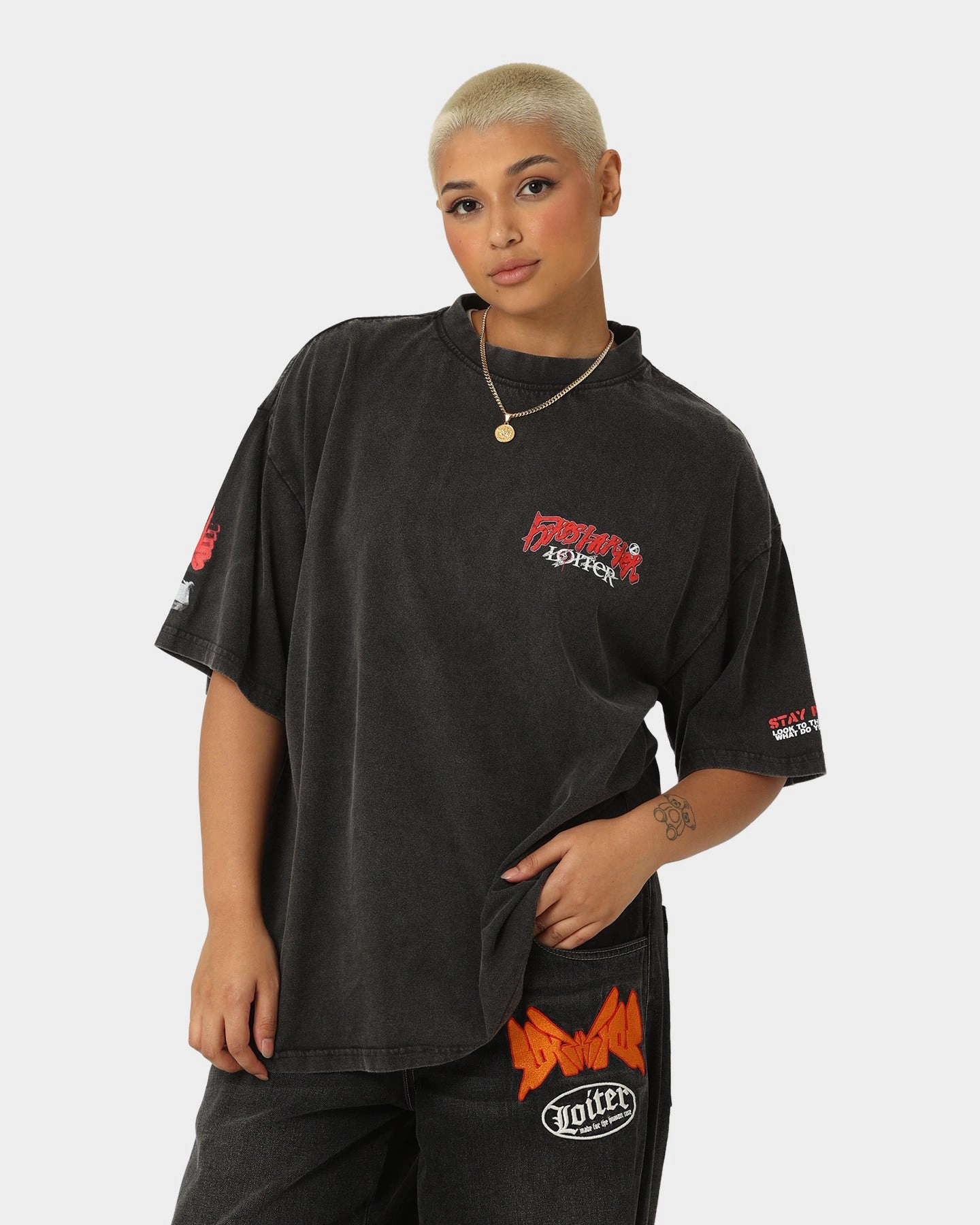 Casual Layers Classic Cut Loiter Firestarter Vintage T-Shirt Vintage Black