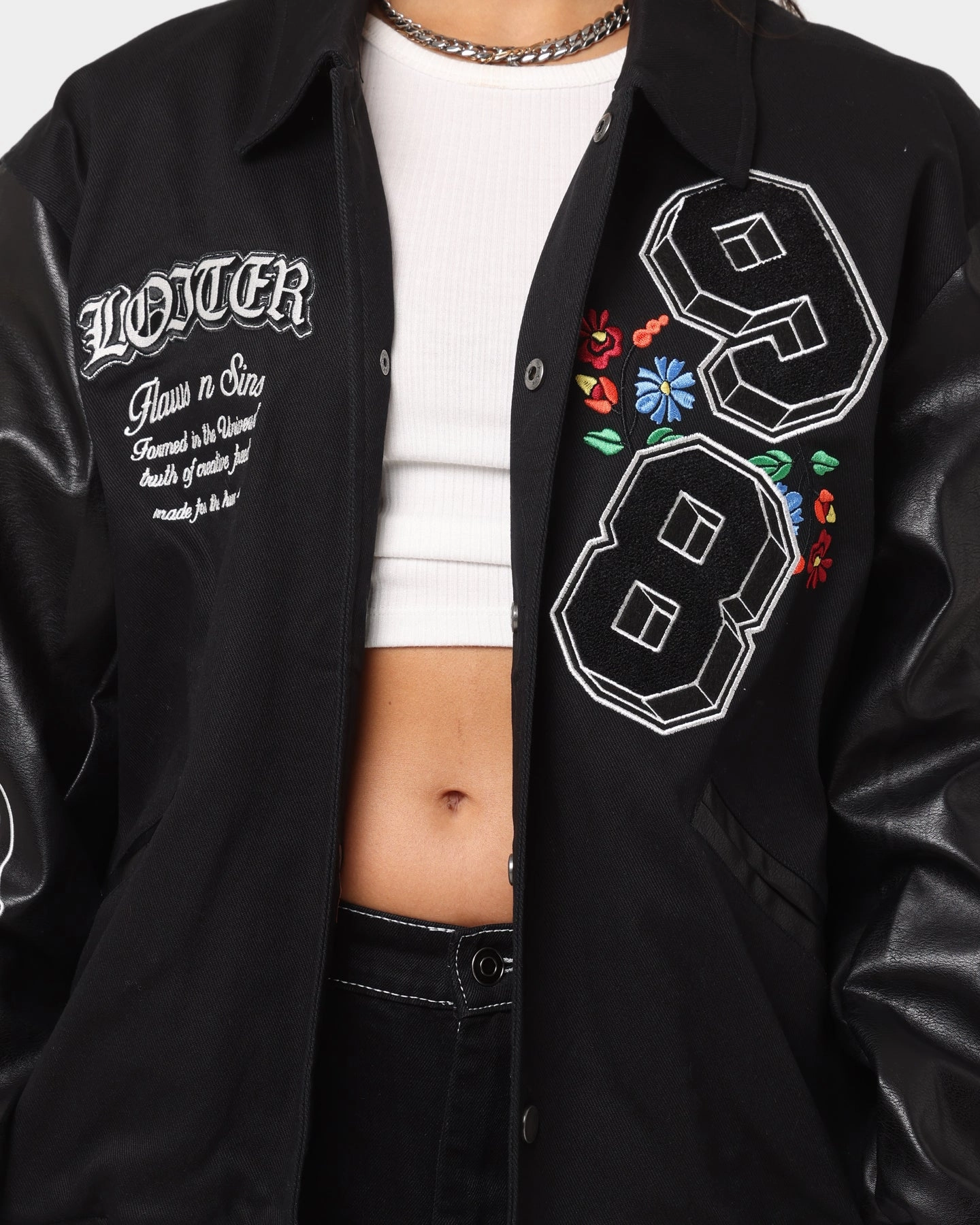 Loiter Flaws Varsity Jacket Black birthday