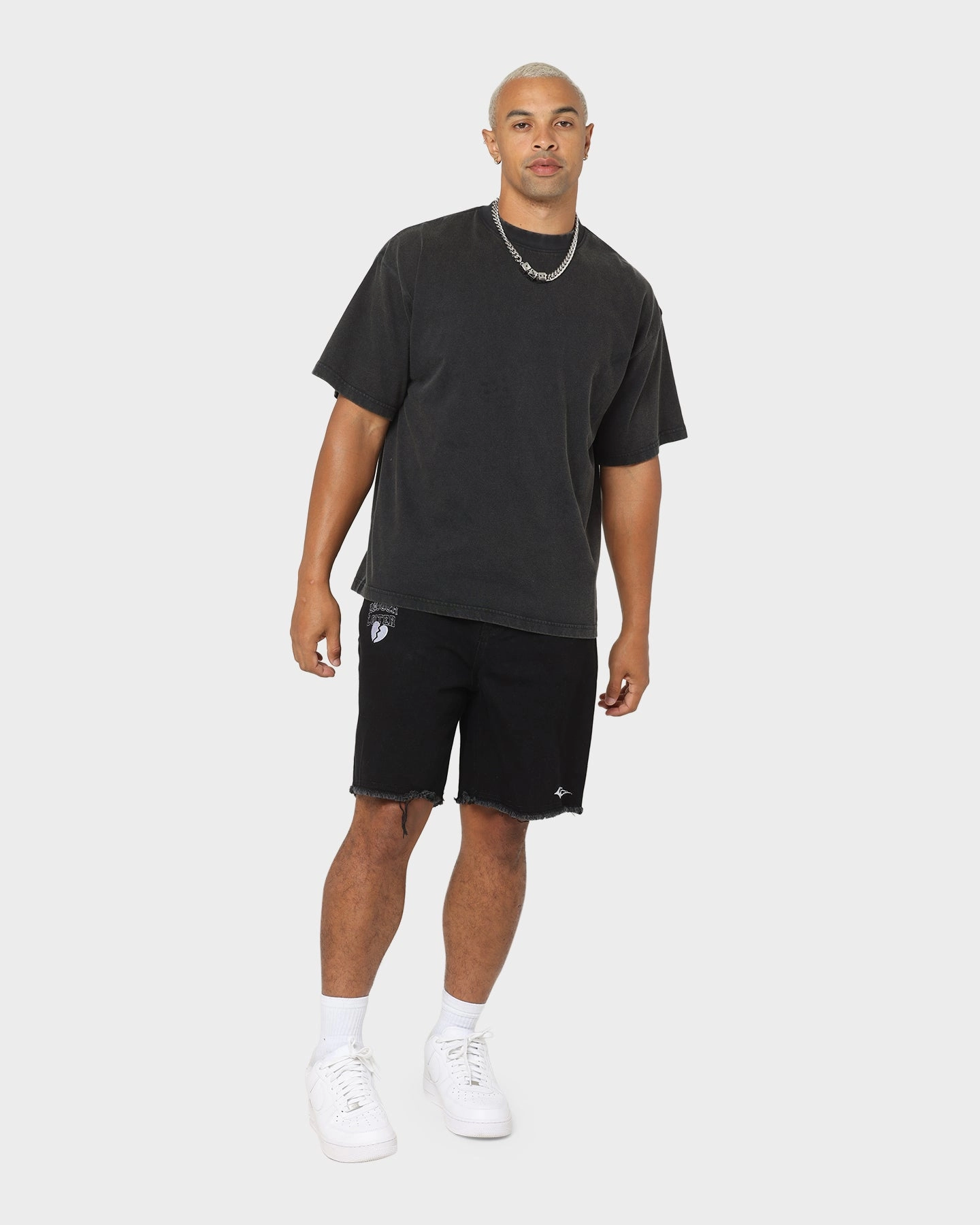 Loiter Freedom Skate Denim Shorts Black Daily Essential Double Stitched Seams