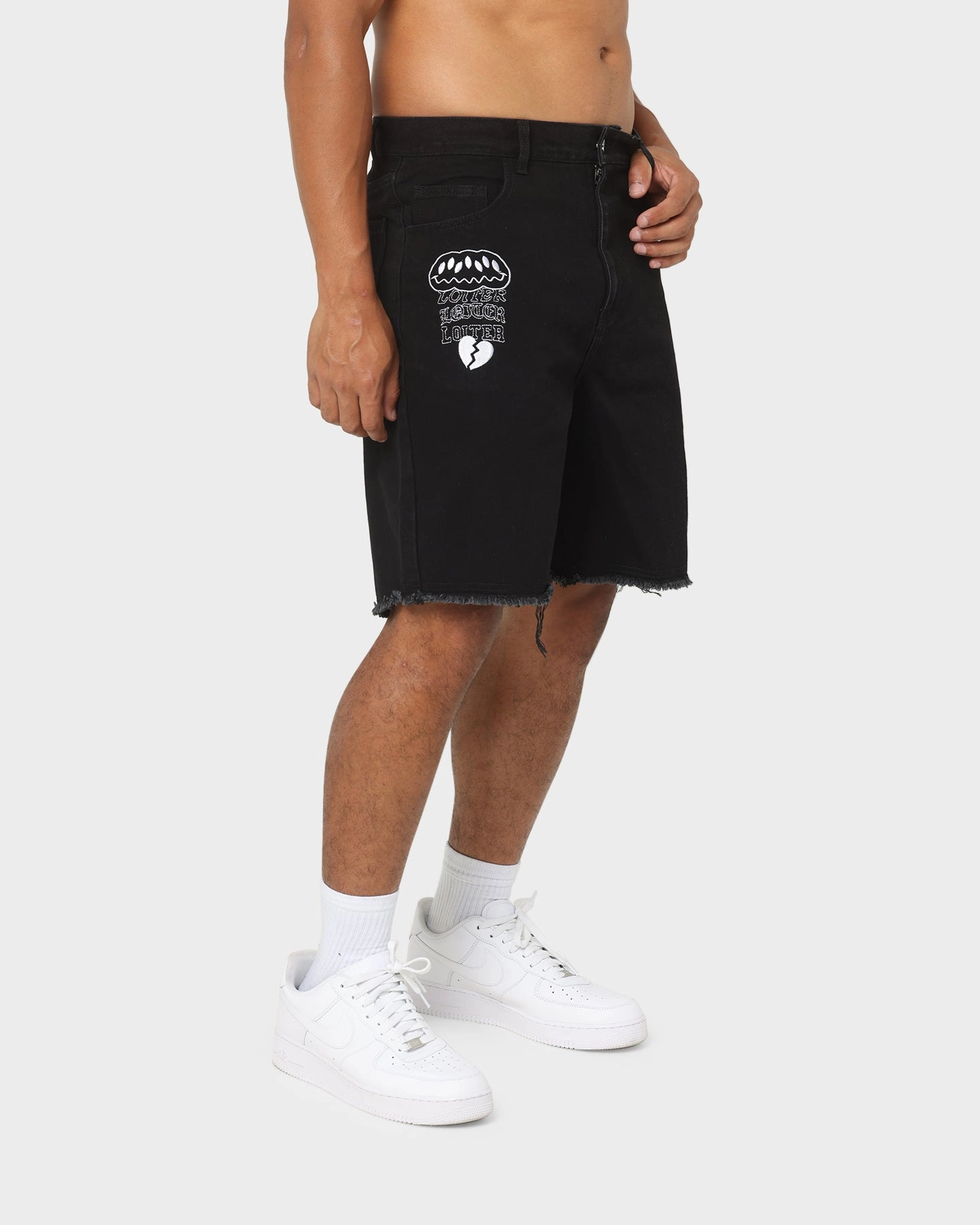 Loiter Freedom Skate Denim Shorts Black Eco Friendly Fabric