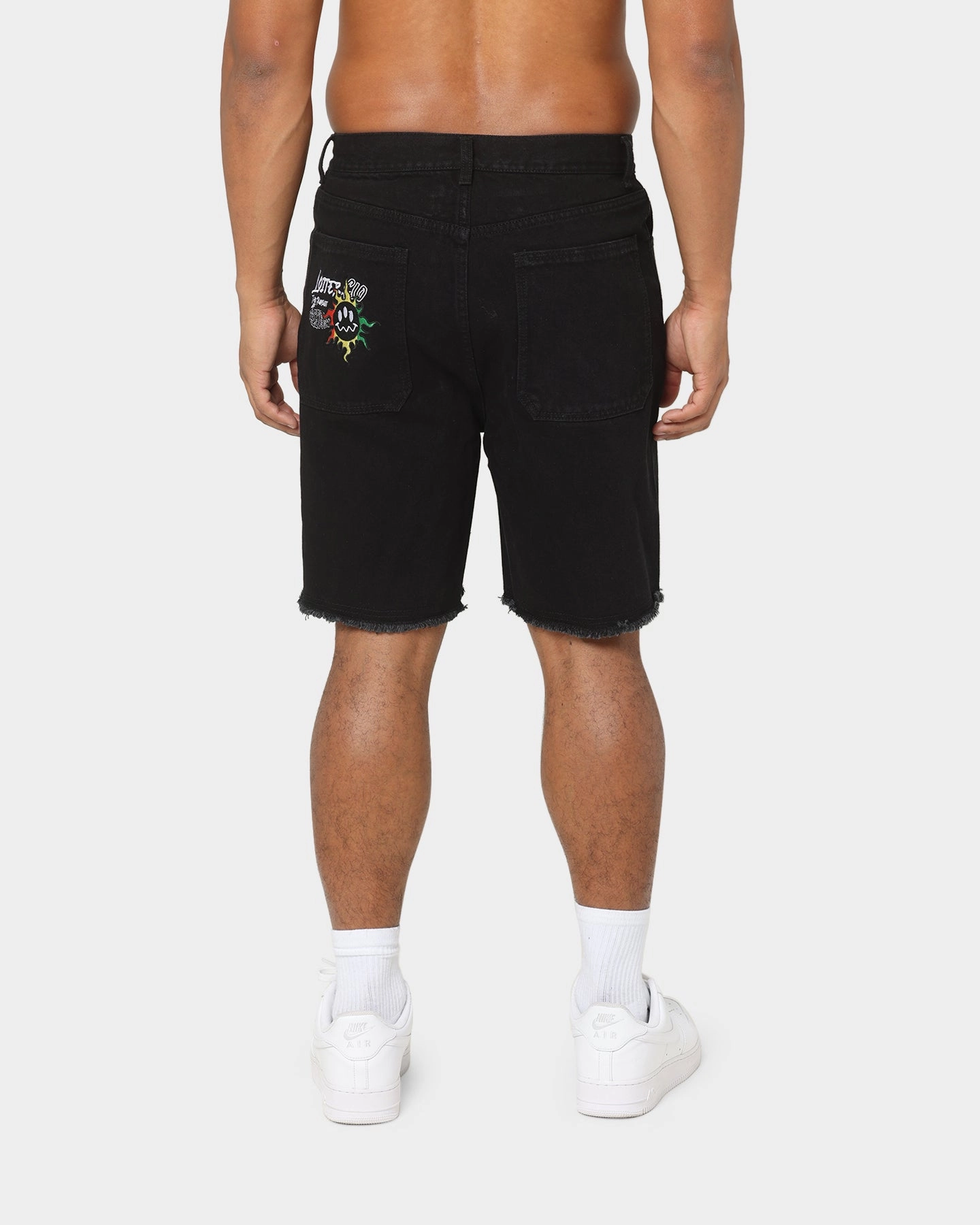 Classic Style Loiter Freedom Skate Denim Shorts Black