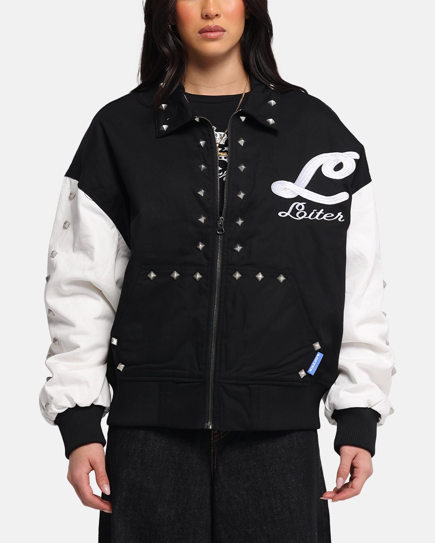 Indoor Multi Seasonal Loiter Frontier Varsity Jacket Black/Off White