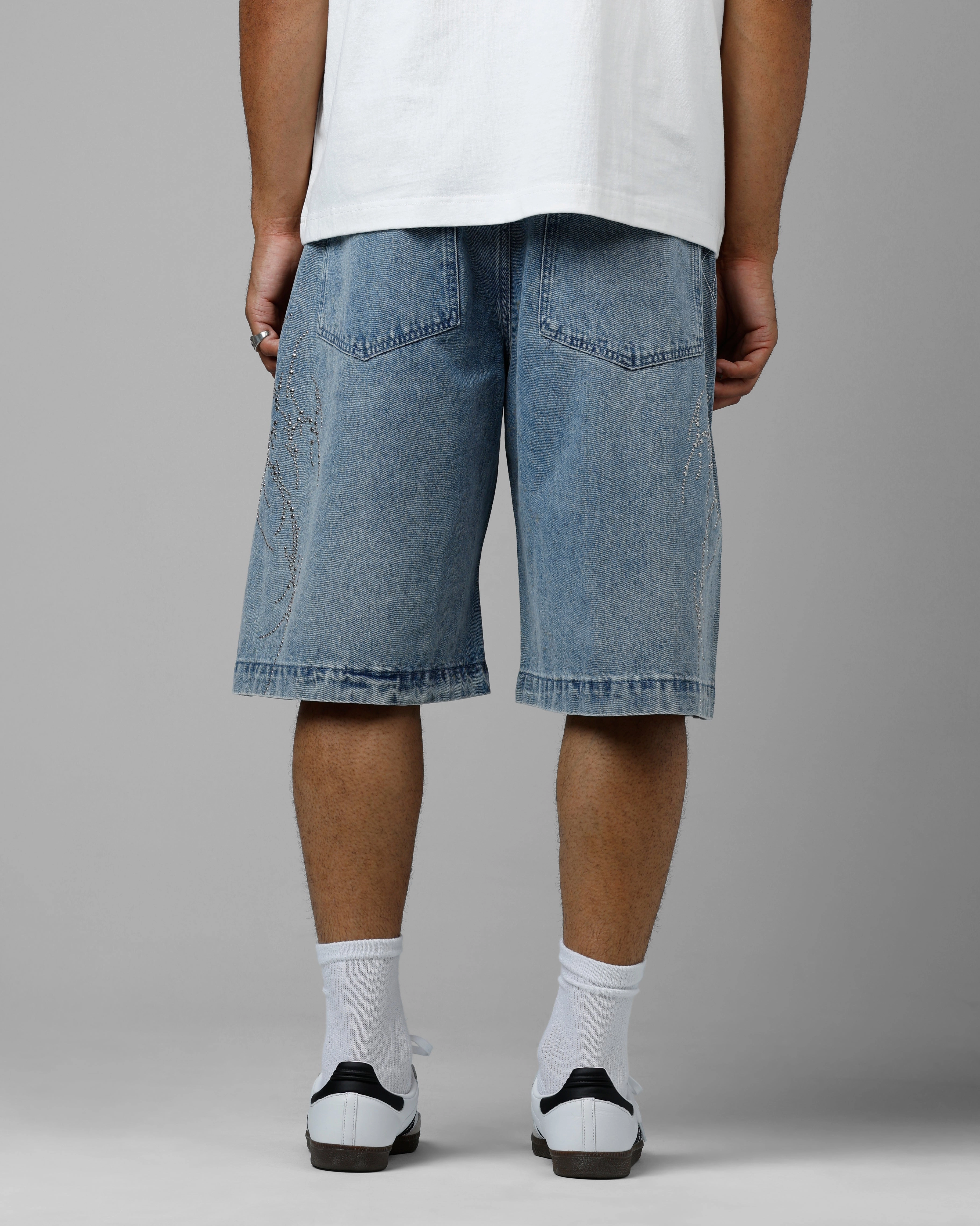 Reinforced Hemlines Basic Feel Loiter Goth Clique Jorts Blue Denim