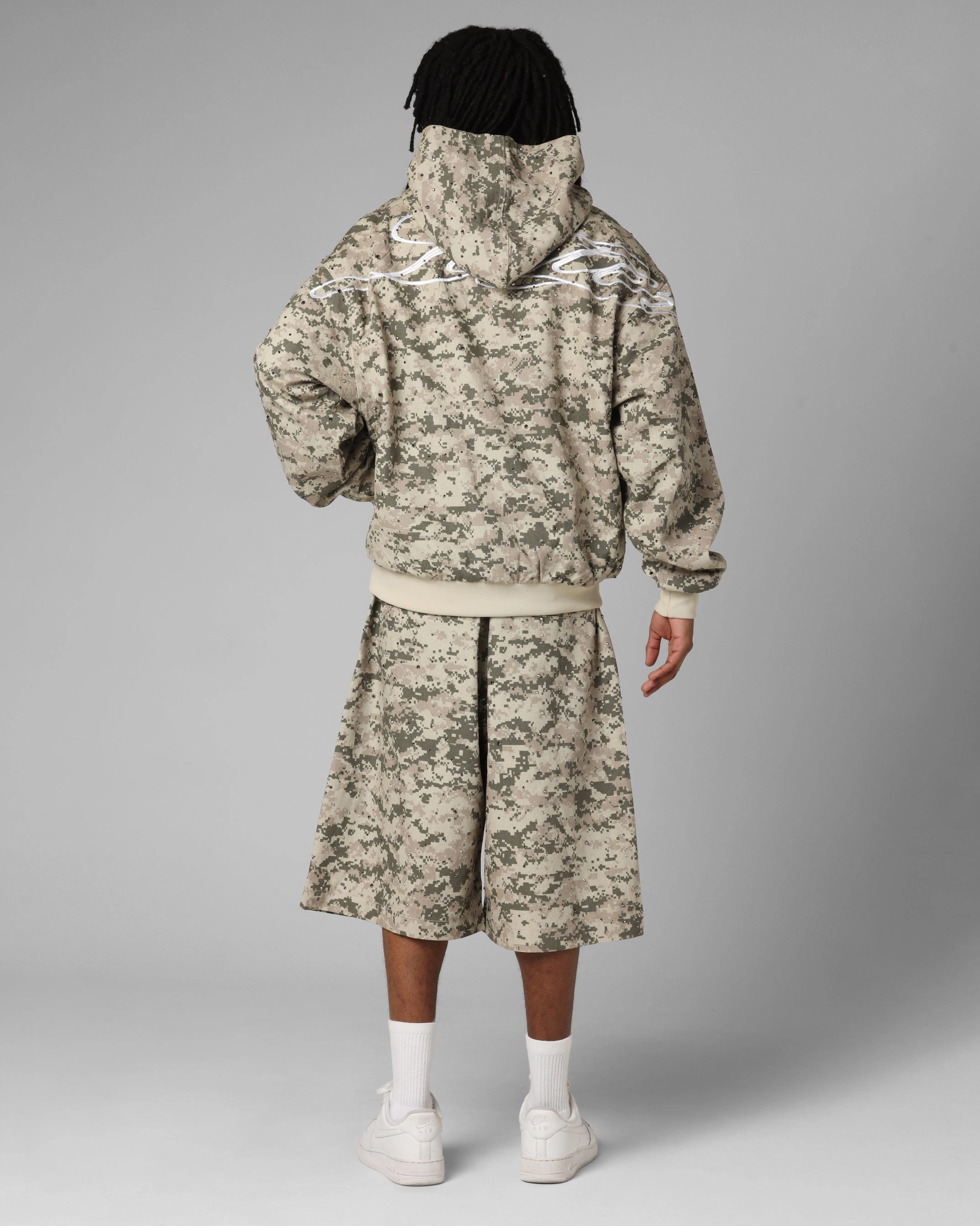 Skate Inspired Loiter Hail Storm Premium Hoodie Digi Camo