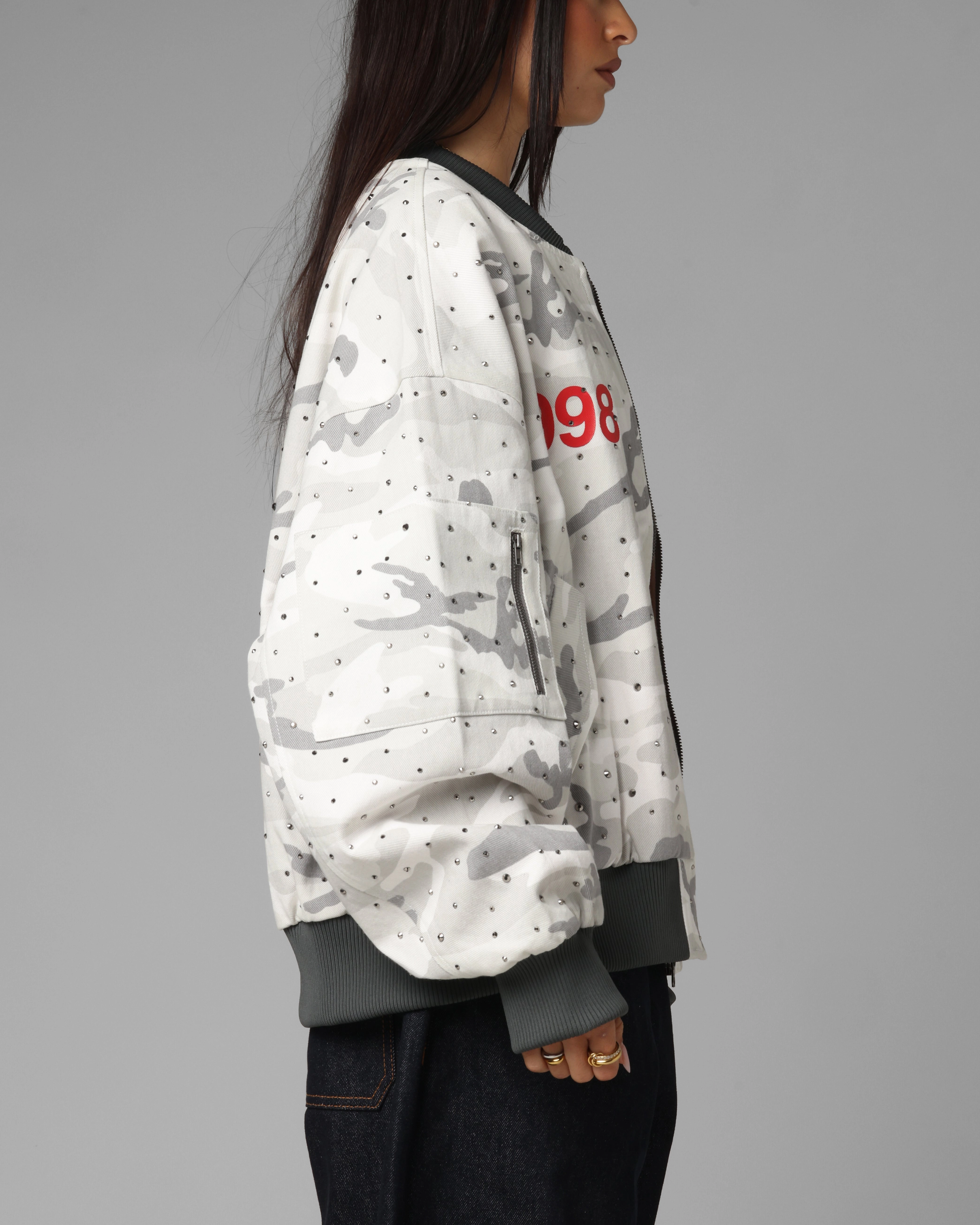 Loiter Hailstorm Bomber Snow Camo Multi Pocket Design