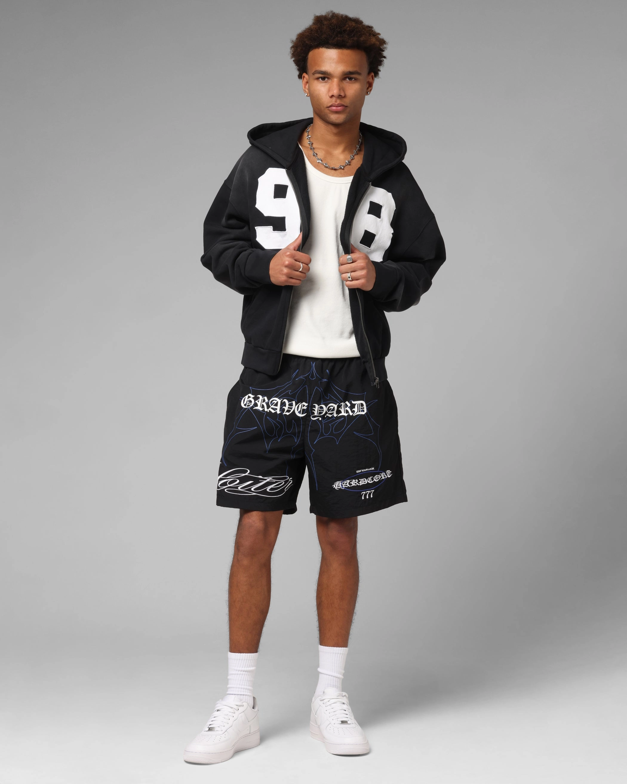 Active Design Rubberized Grip Waistband Loiter Hardcore Walk Shorts Black