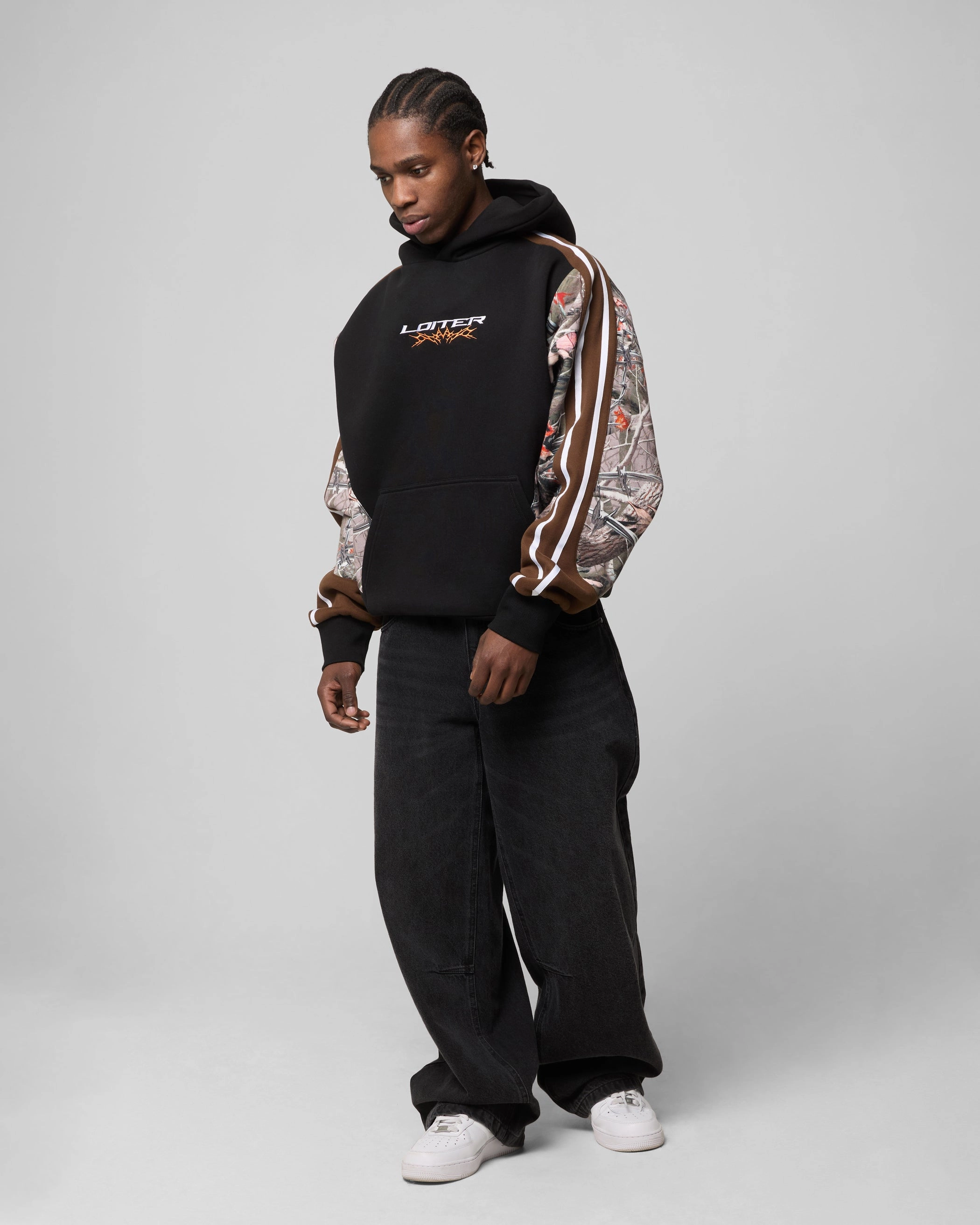 Loiter Hunter Patchwork Hoodie Real Tree Camo Coffee Date