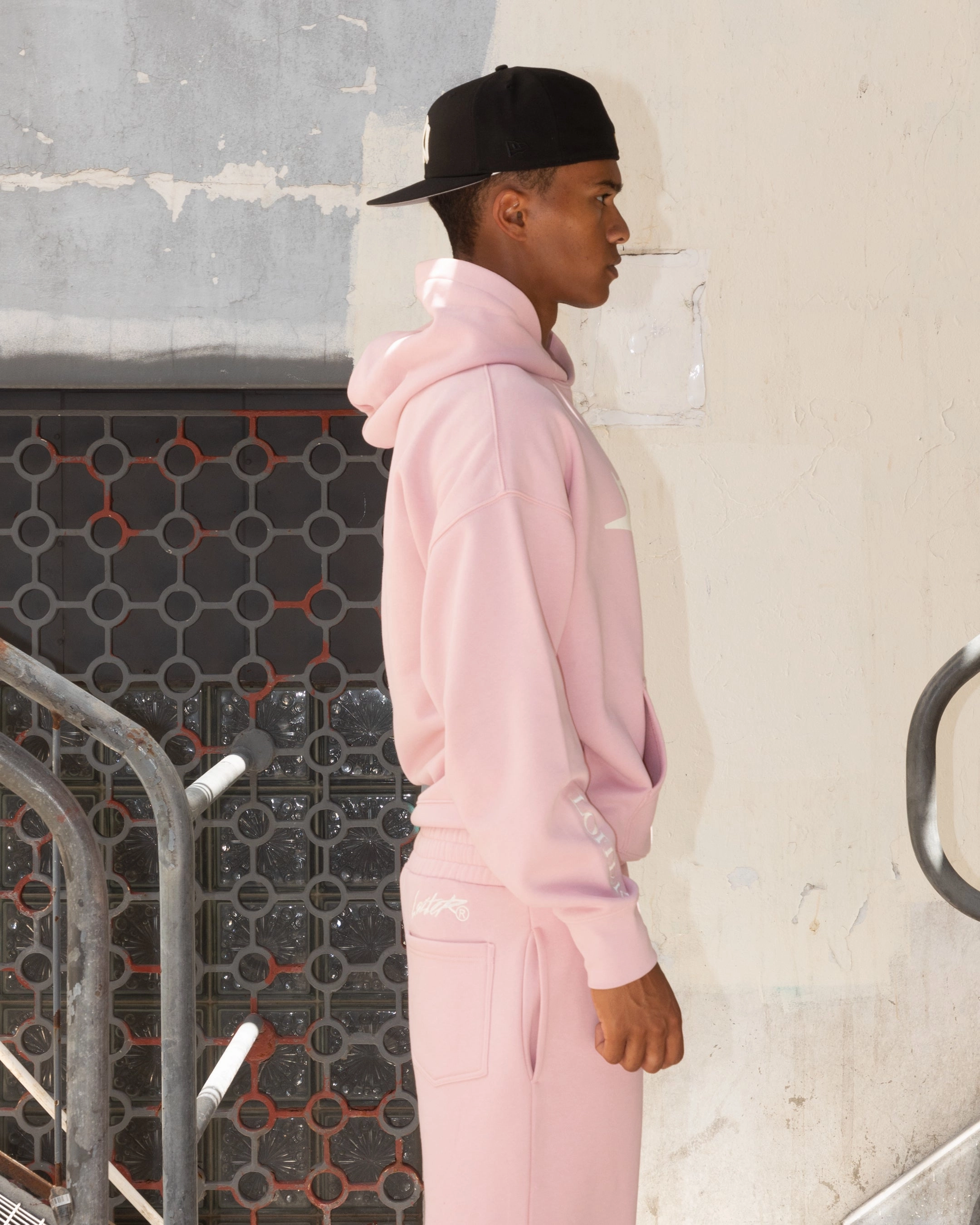 Loiter Hybrid Premium Hoodie Dusty Pink Heathered Texture