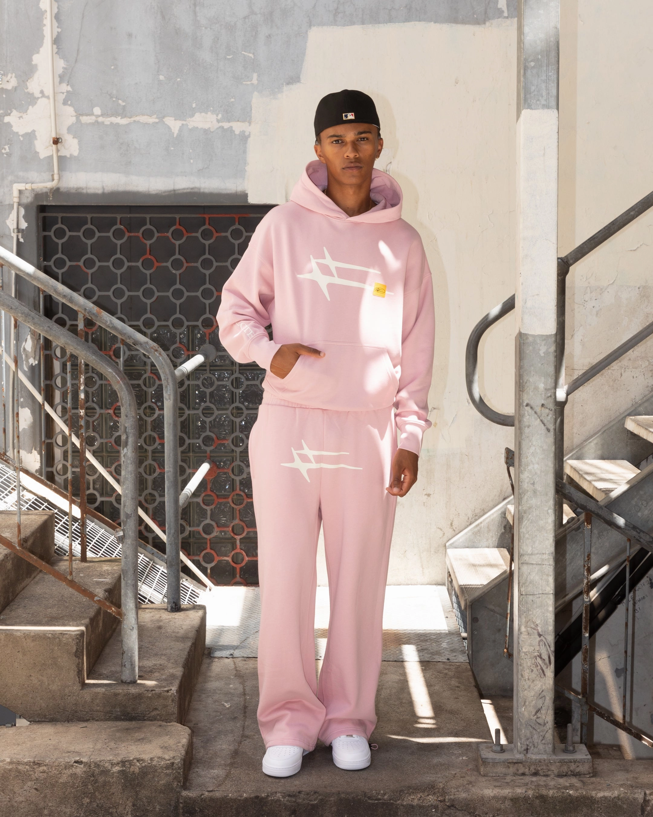 Loiter Hybrid Premium Hoodie Dusty Pink Low Profile Branding