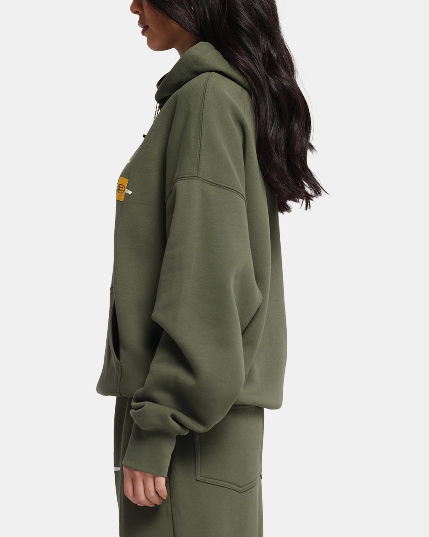 Convertible Collar Style Loiter Hybrid Premium Hoodie Olive